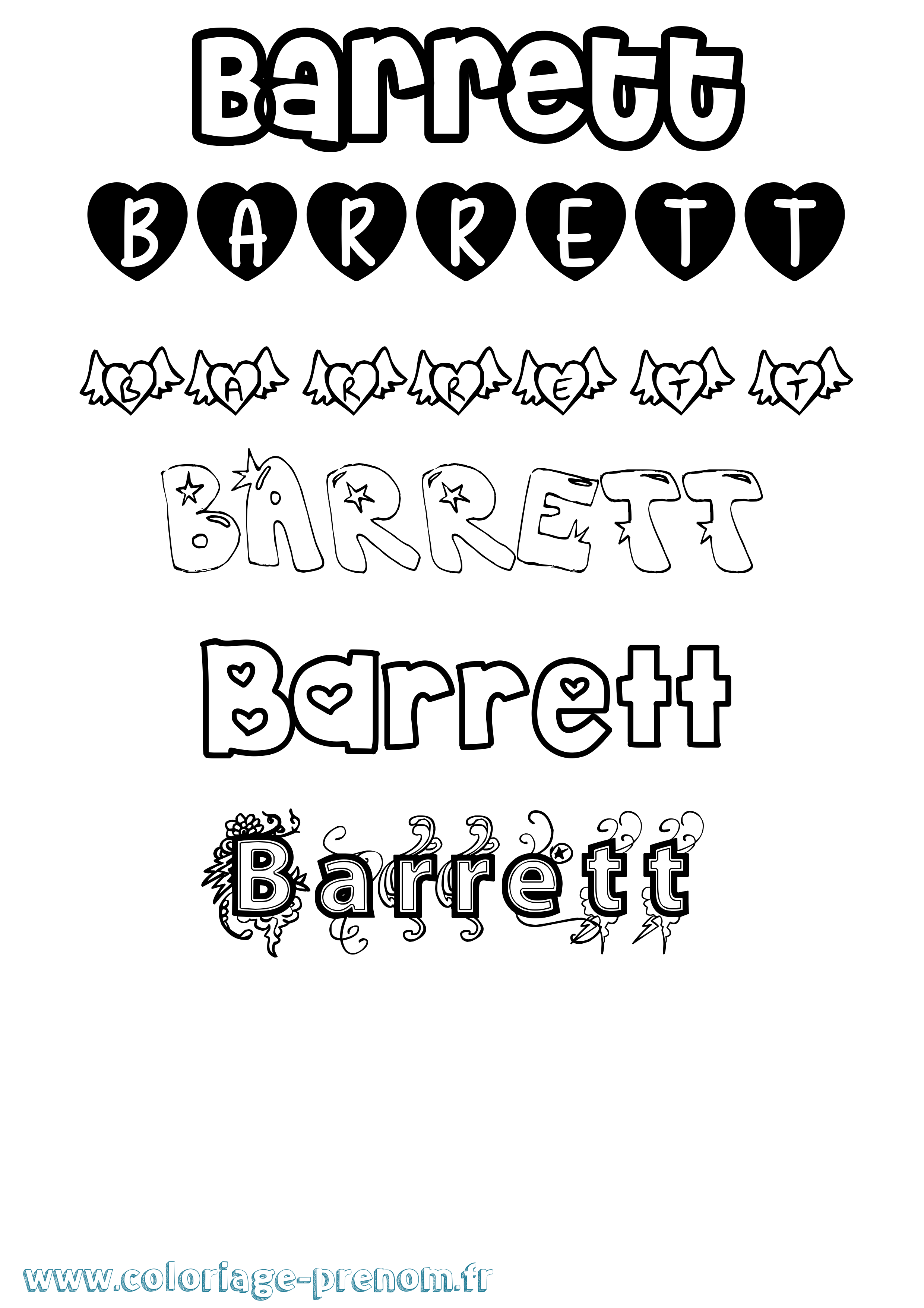 Coloriage prénom Barrett Girly
