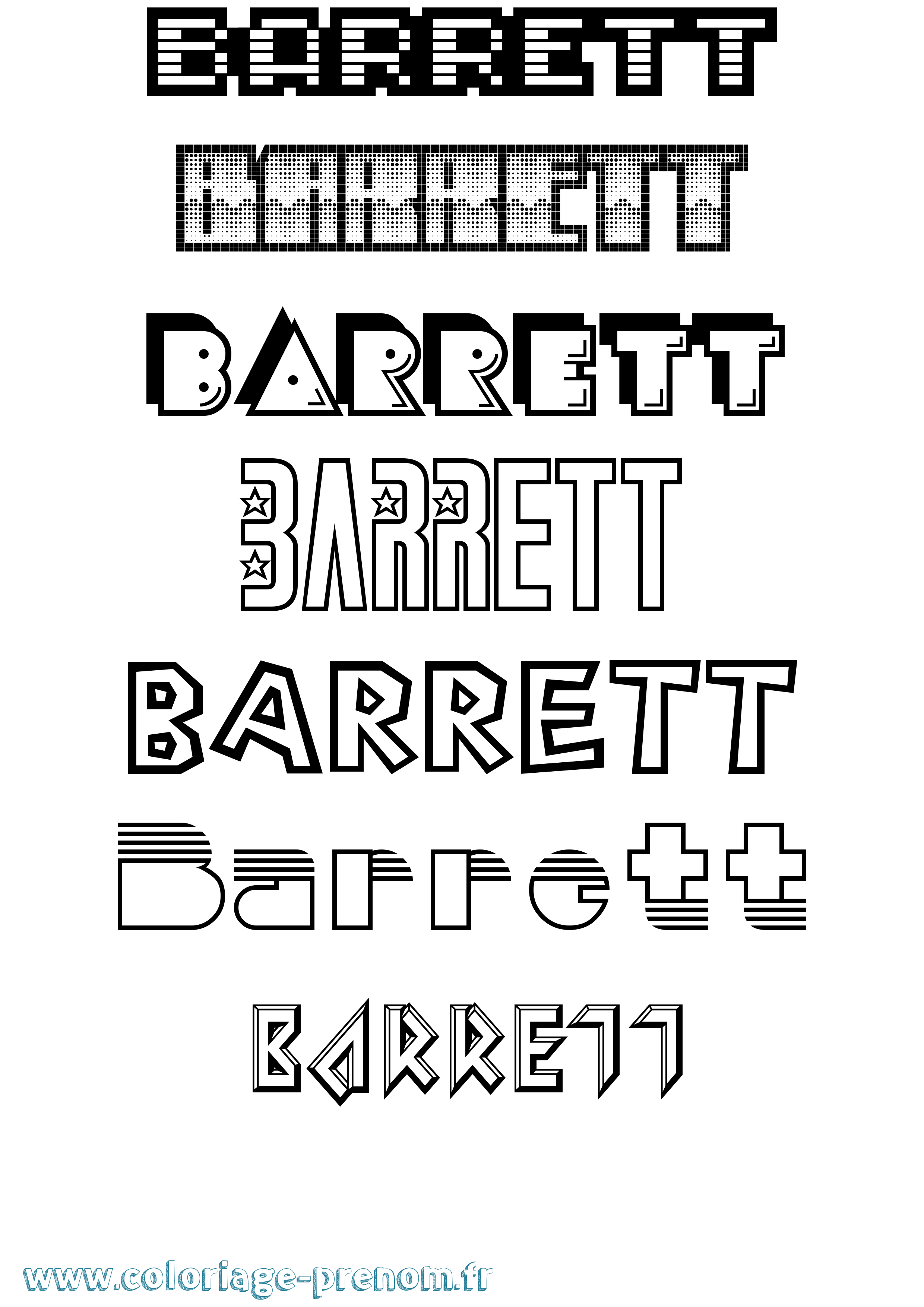 Coloriage prénom Barrett Jeux Vidéos