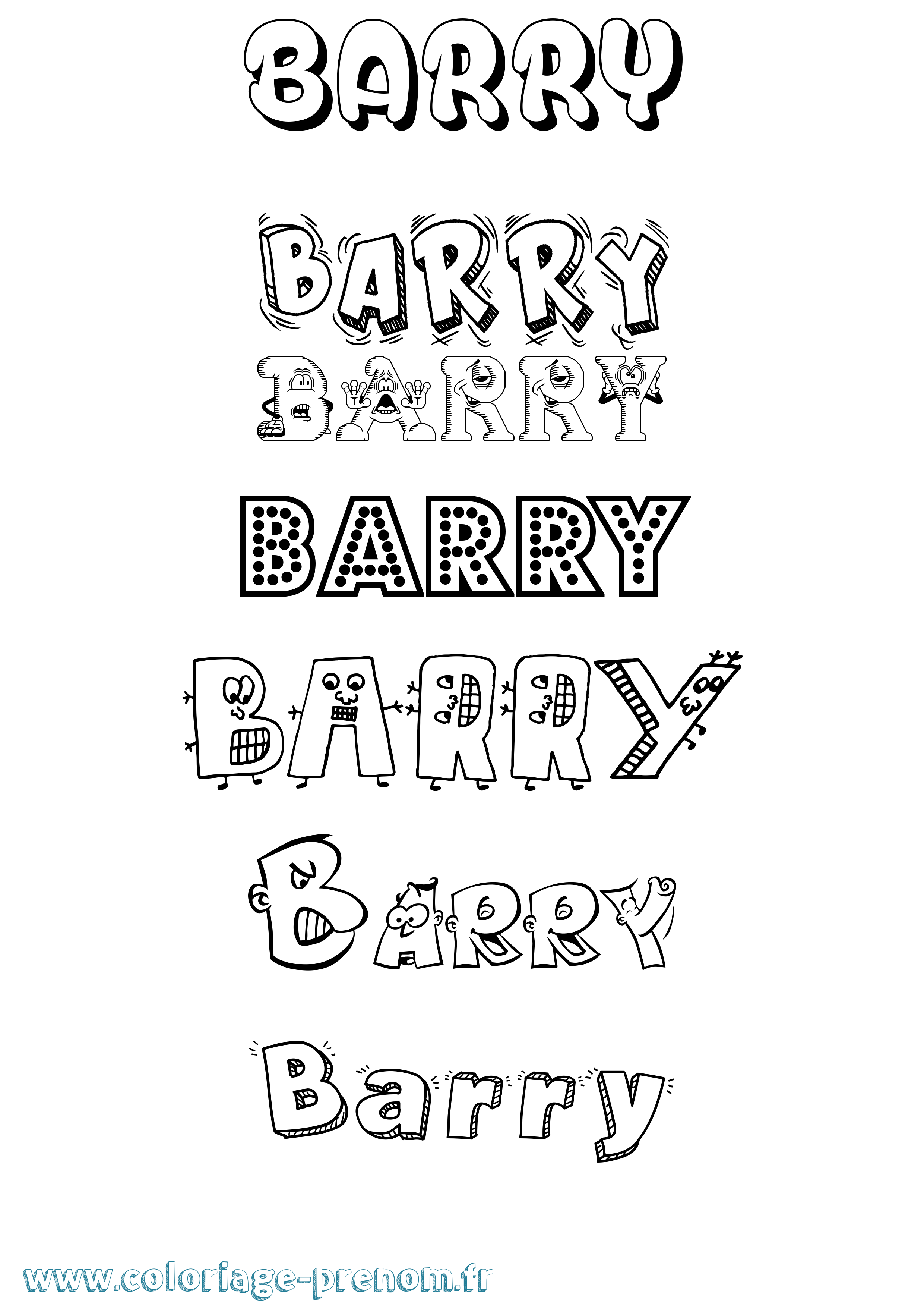 Coloriage prénom Barry Fun