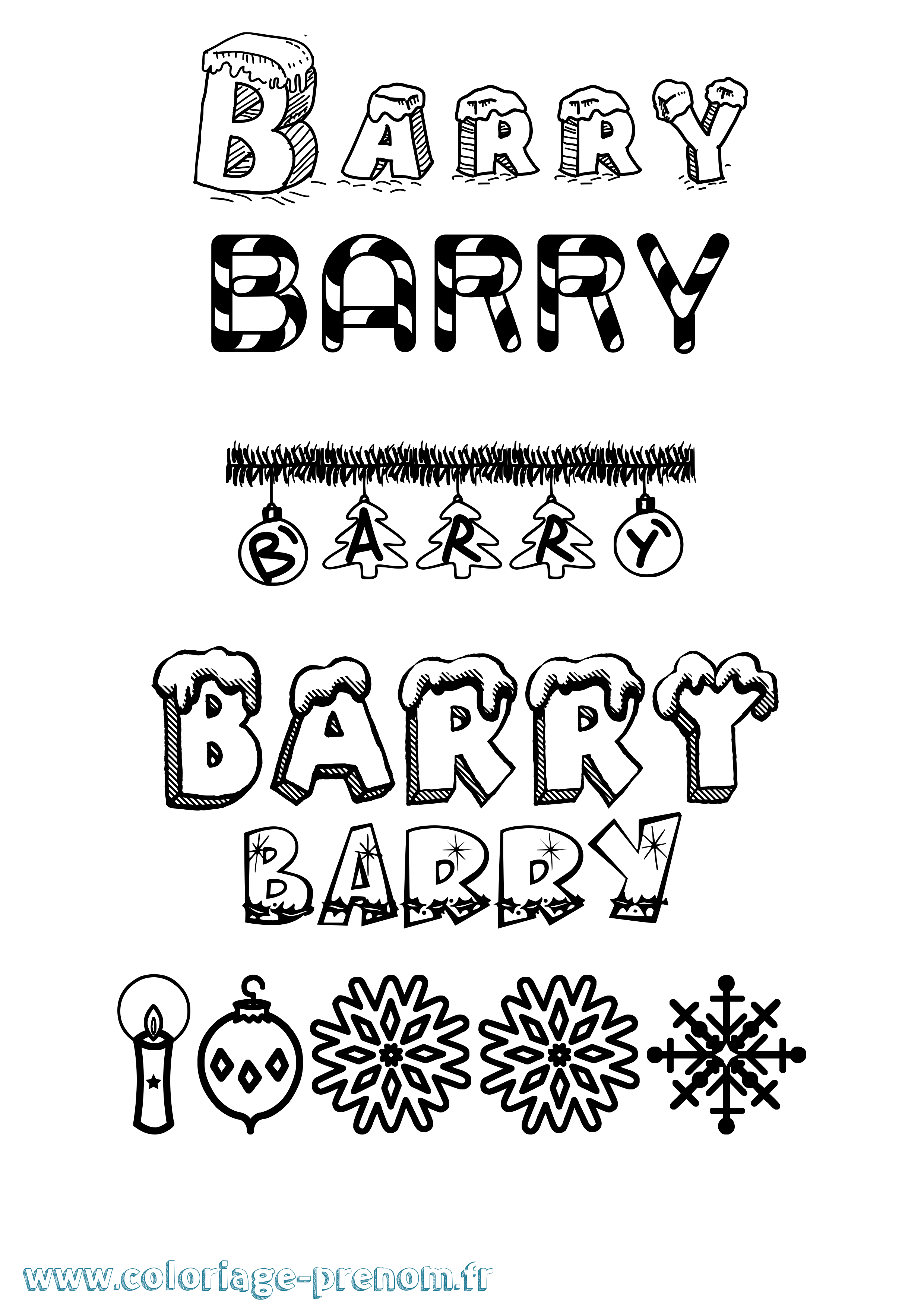Coloriage prénom Barry Noël