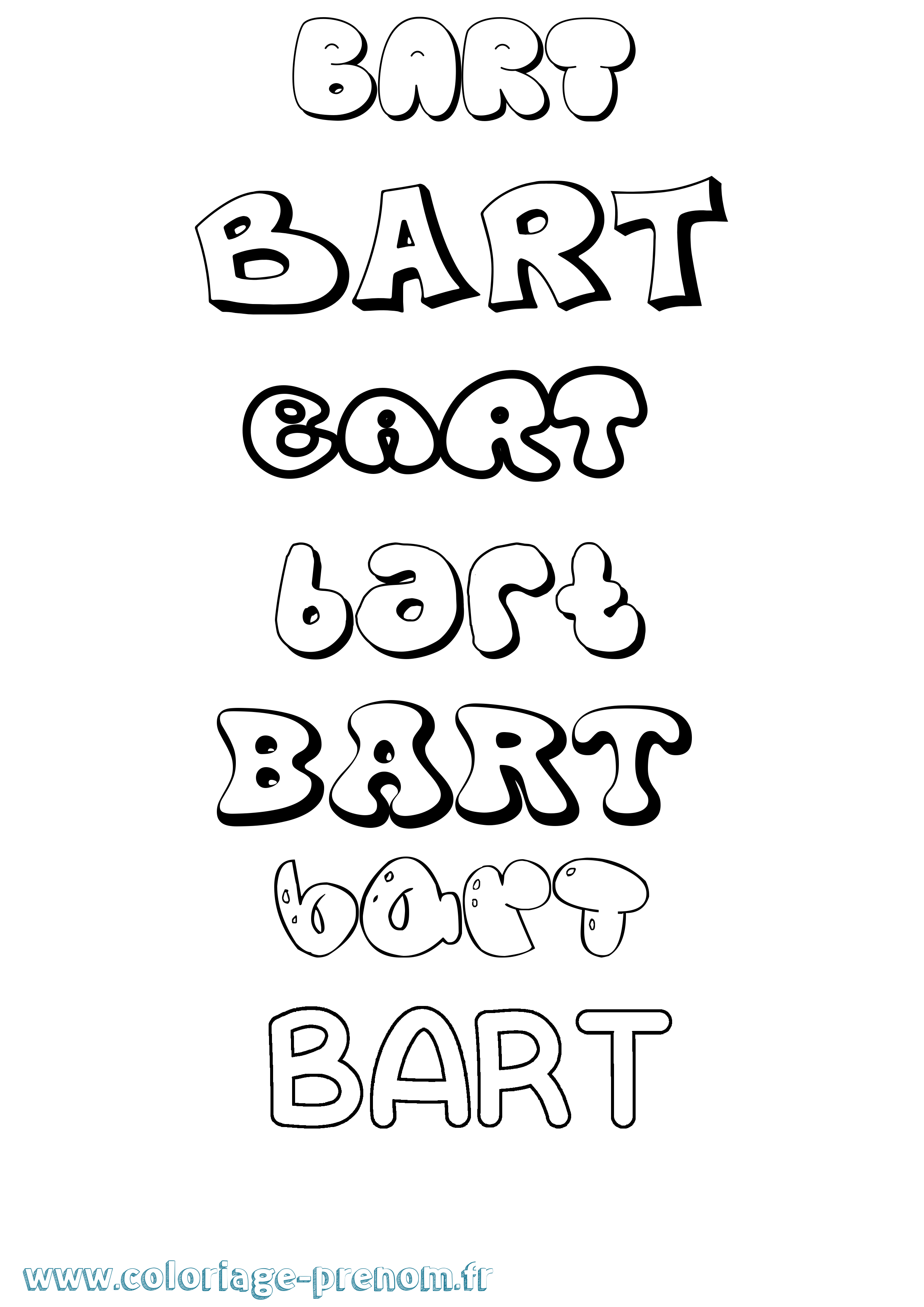 Coloriage prénom Bart Bubble