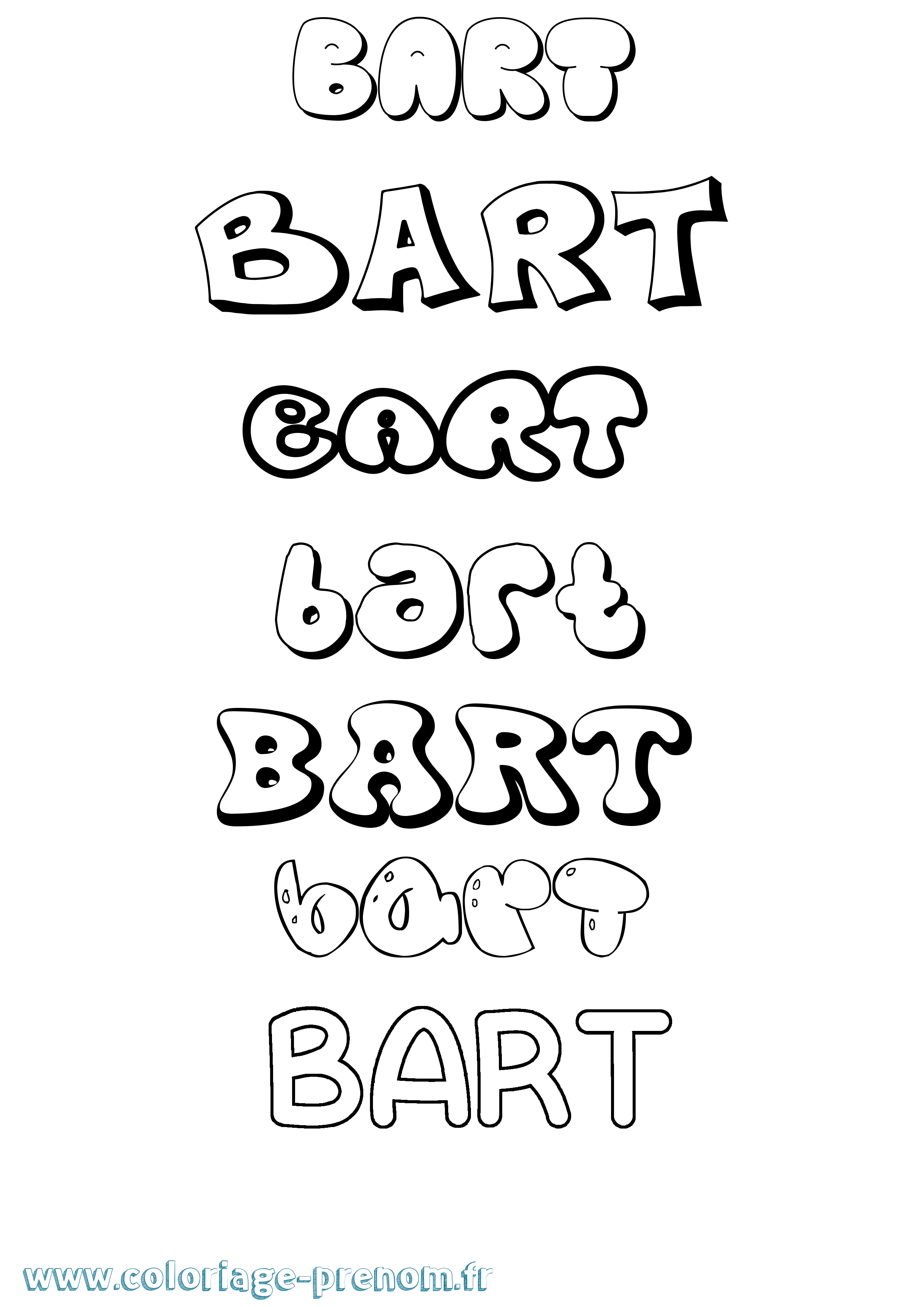 Coloriage Bart Bubble Coloriage prénom Bart Bubble
