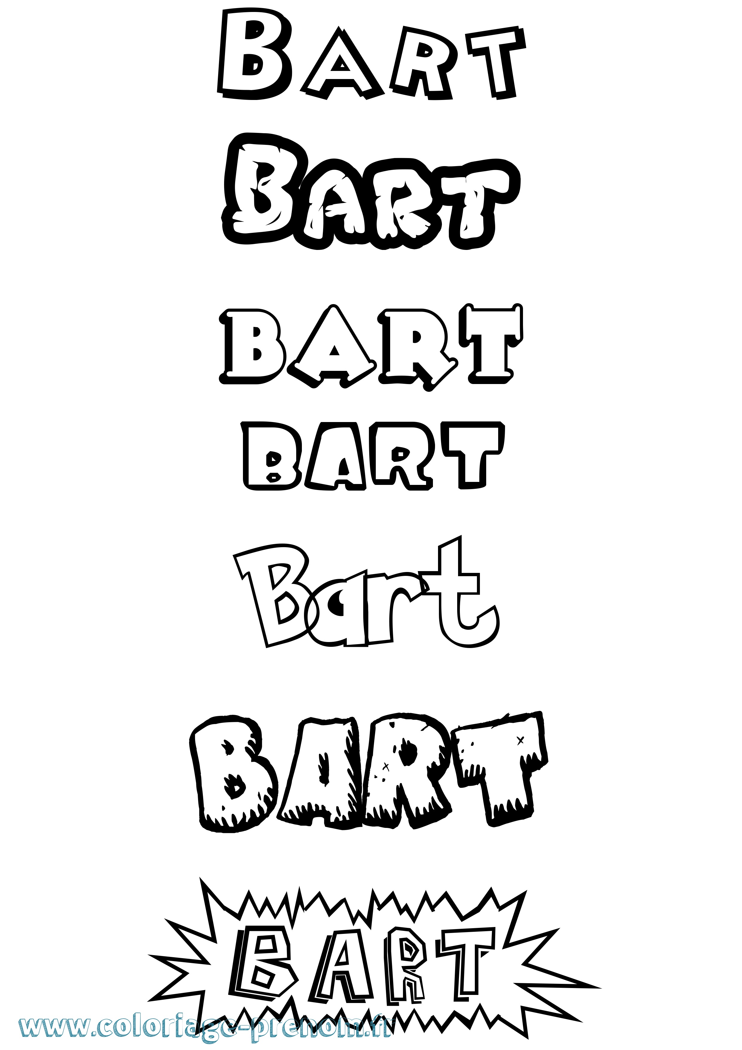 Coloriage prénom Bart Dessin Animé