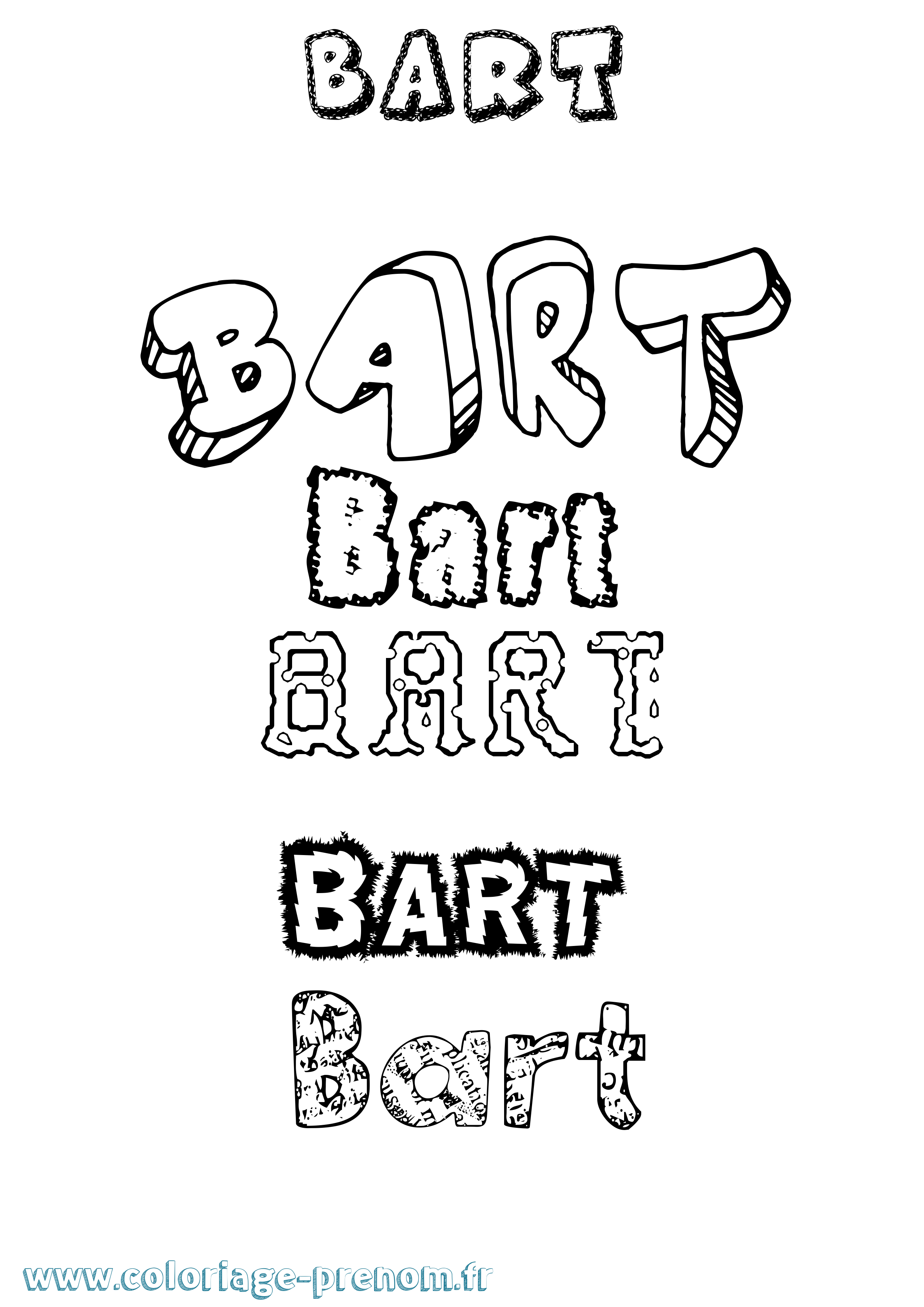 Coloriage Bart Destructuré Coloriage prénom Bart Destructuré