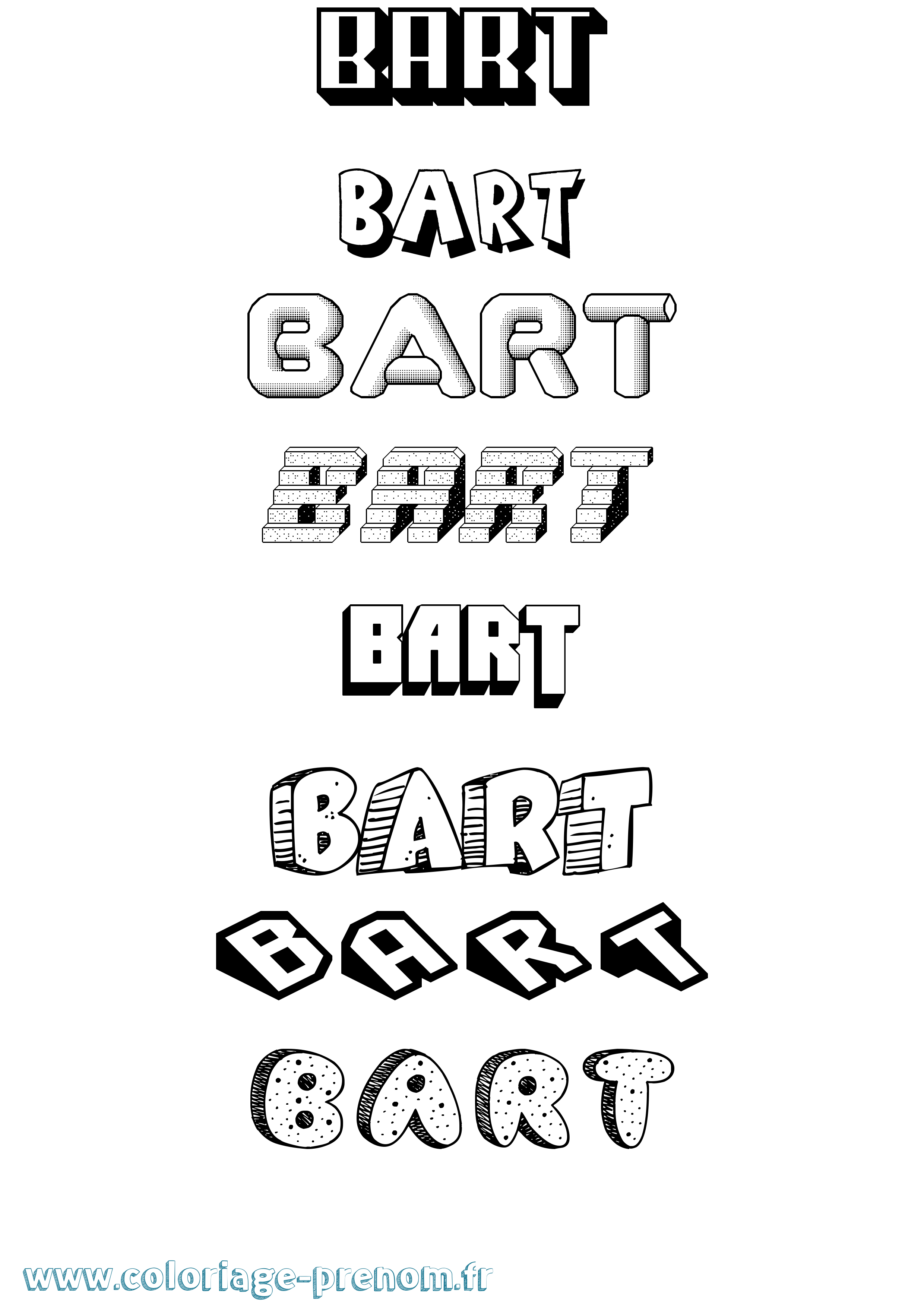 Coloriage Bart Effet 3D Coloriage prénom Bart Effet 3D