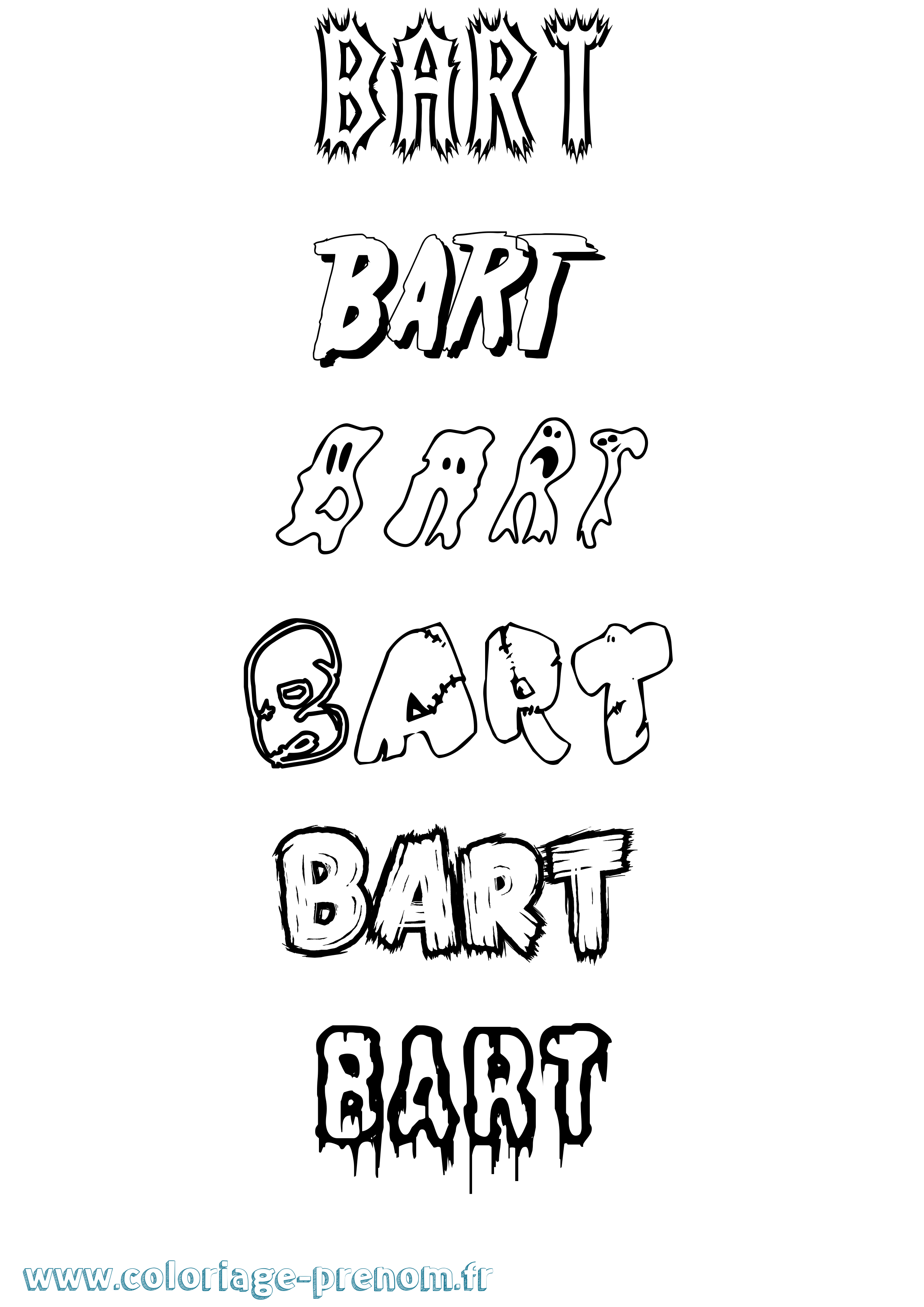 Coloriage prénom Bart Frisson