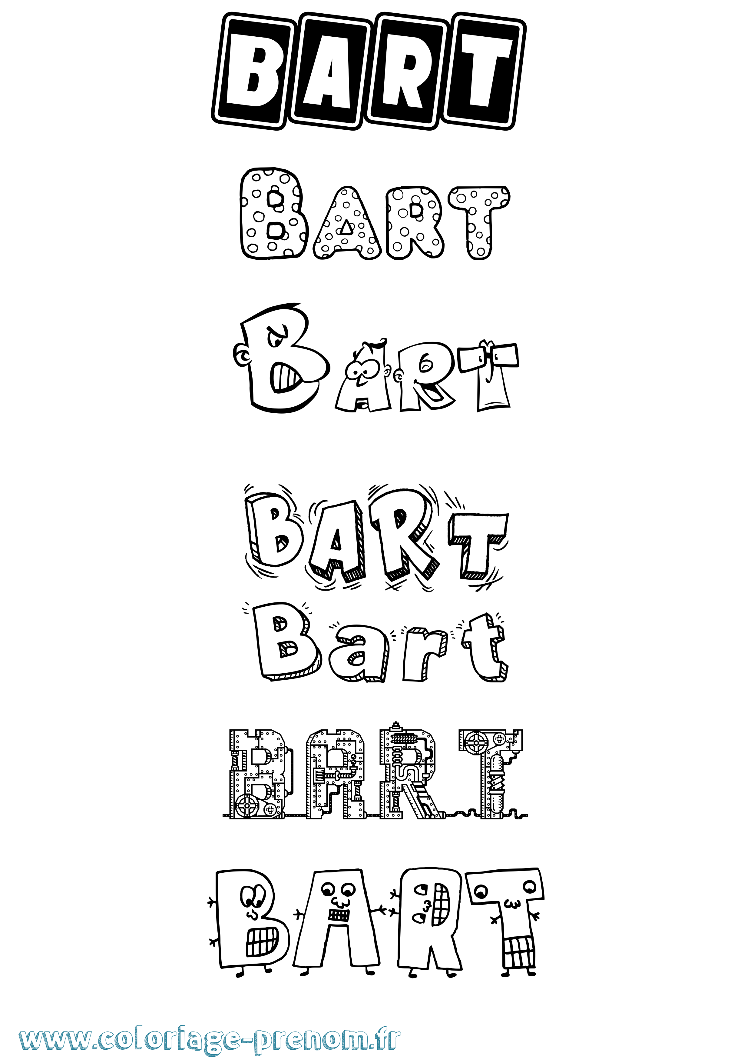 Coloriage Bart Fun Coloriage prénom Bart Fun