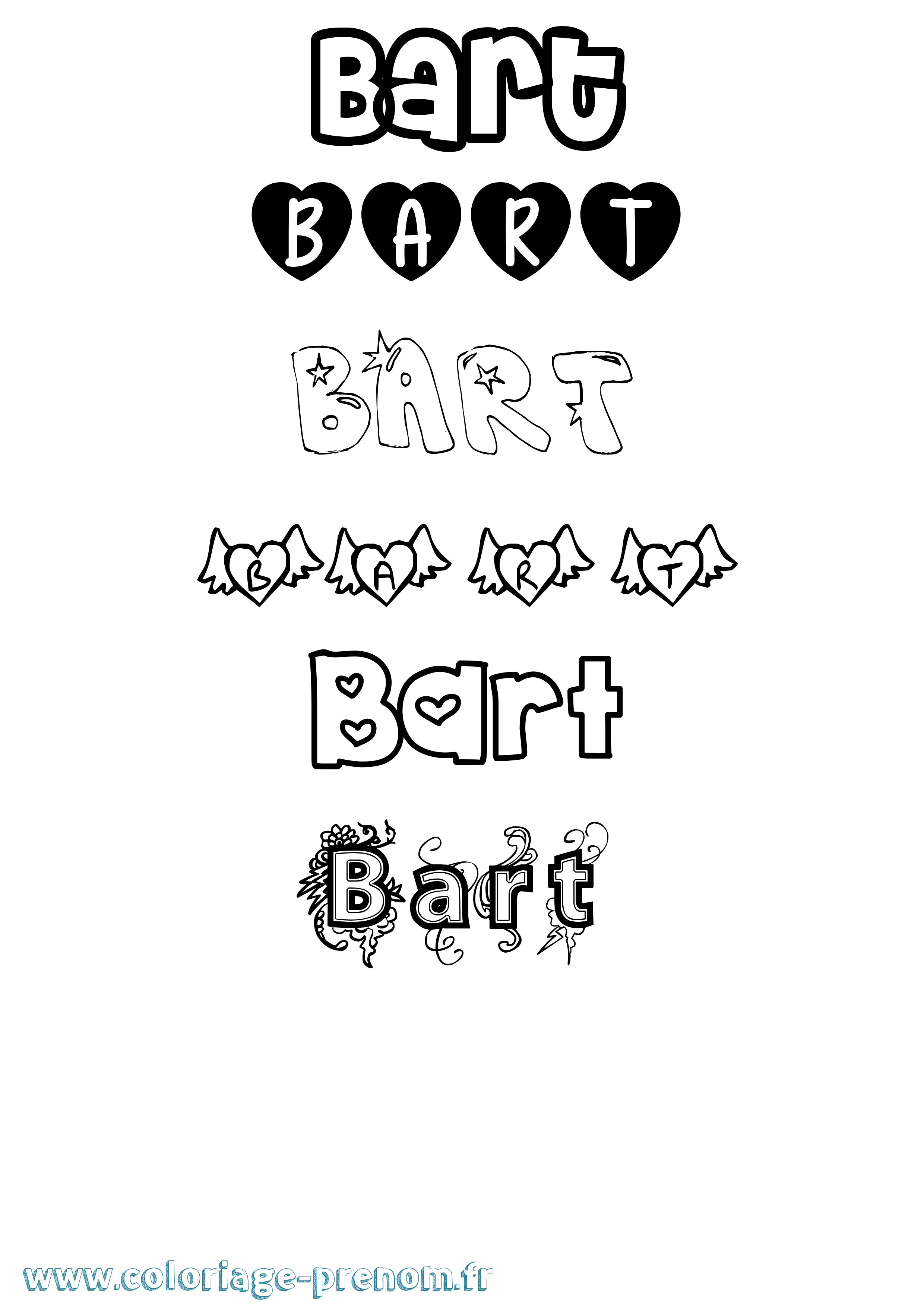 Coloriage Bart Girly Coloriage prénom Bart Girly
