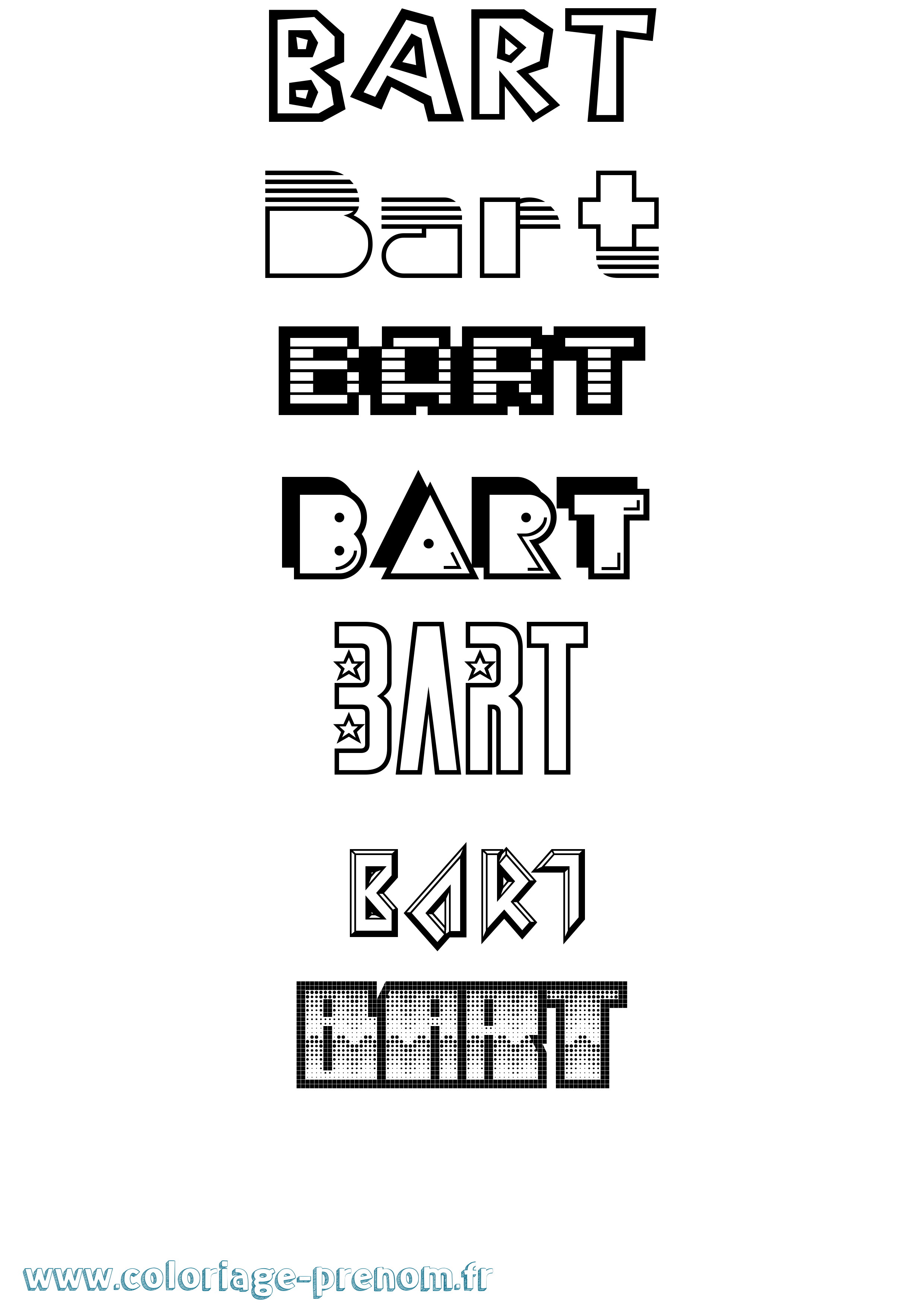 Coloriage prénom Bart Jeux Vidéos