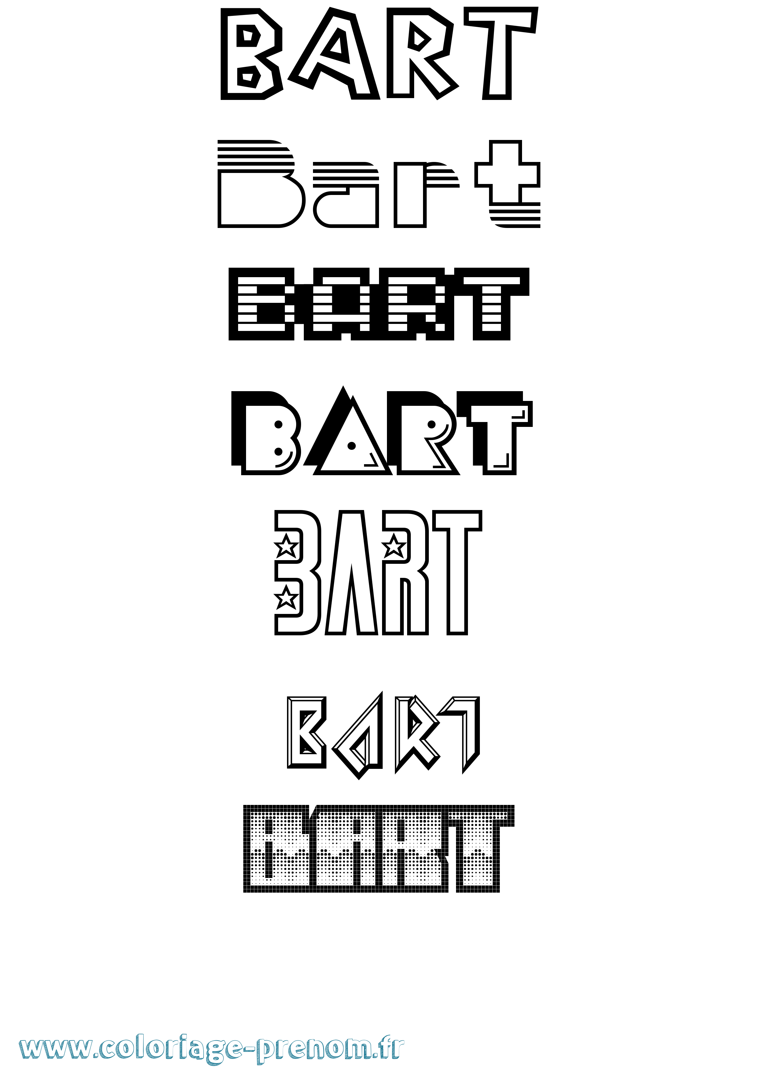 Coloriage Bart Jeux Vidéos Coloriage prénom Bart Jeux Vidéos