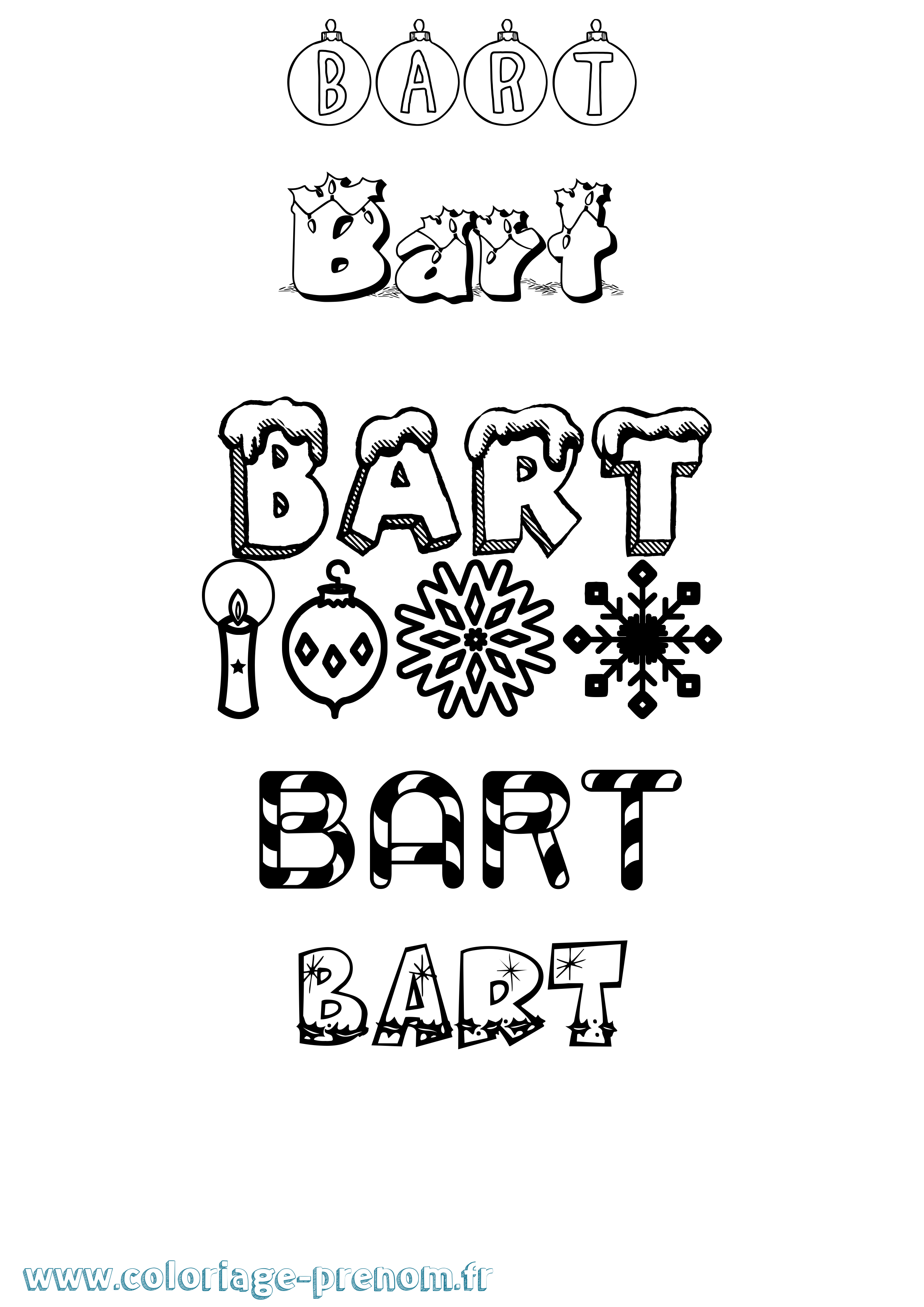 Coloriage prénom Bart Noël
