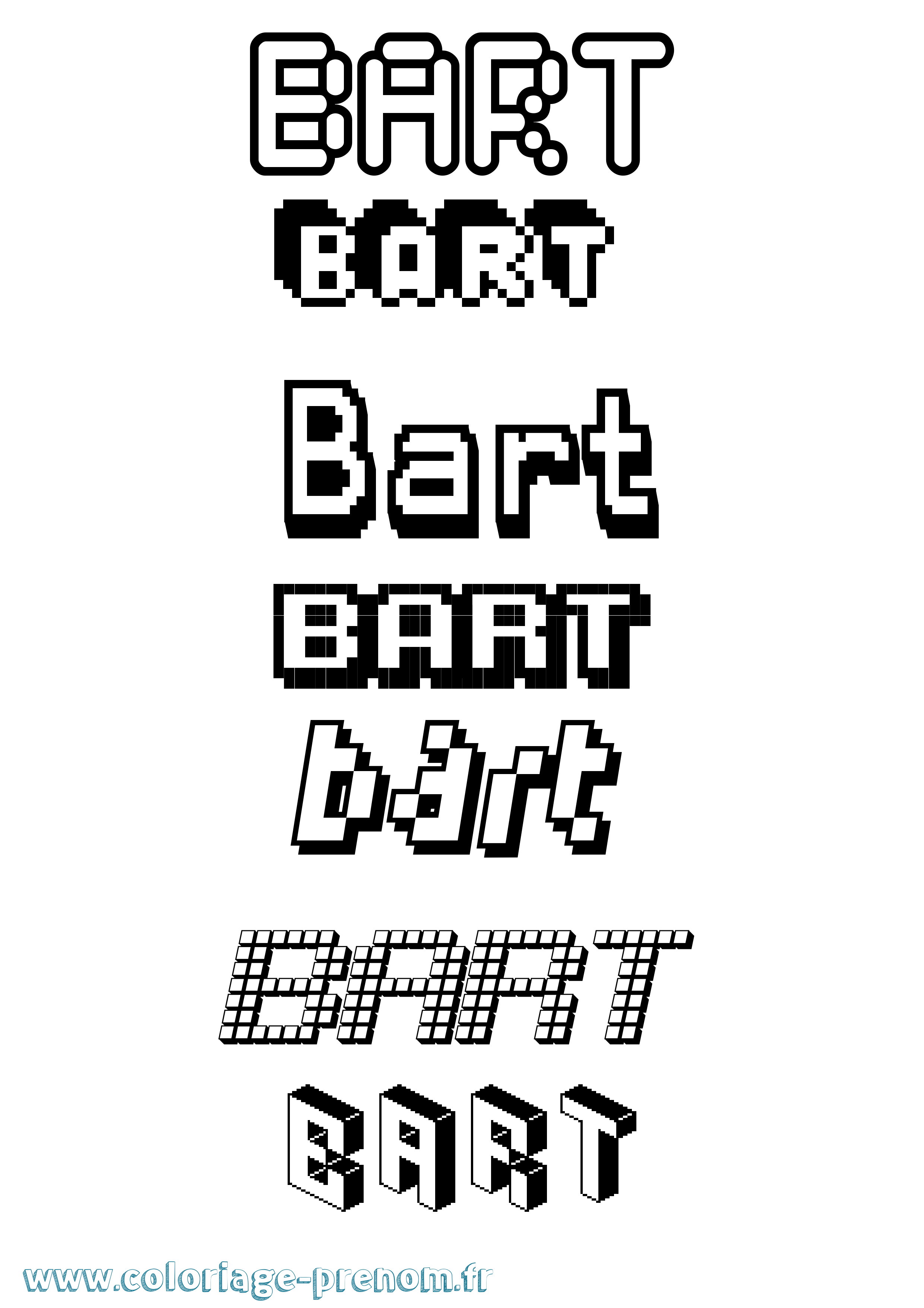 Coloriage Bart Pixel Coloriage prénom Bart Pixel