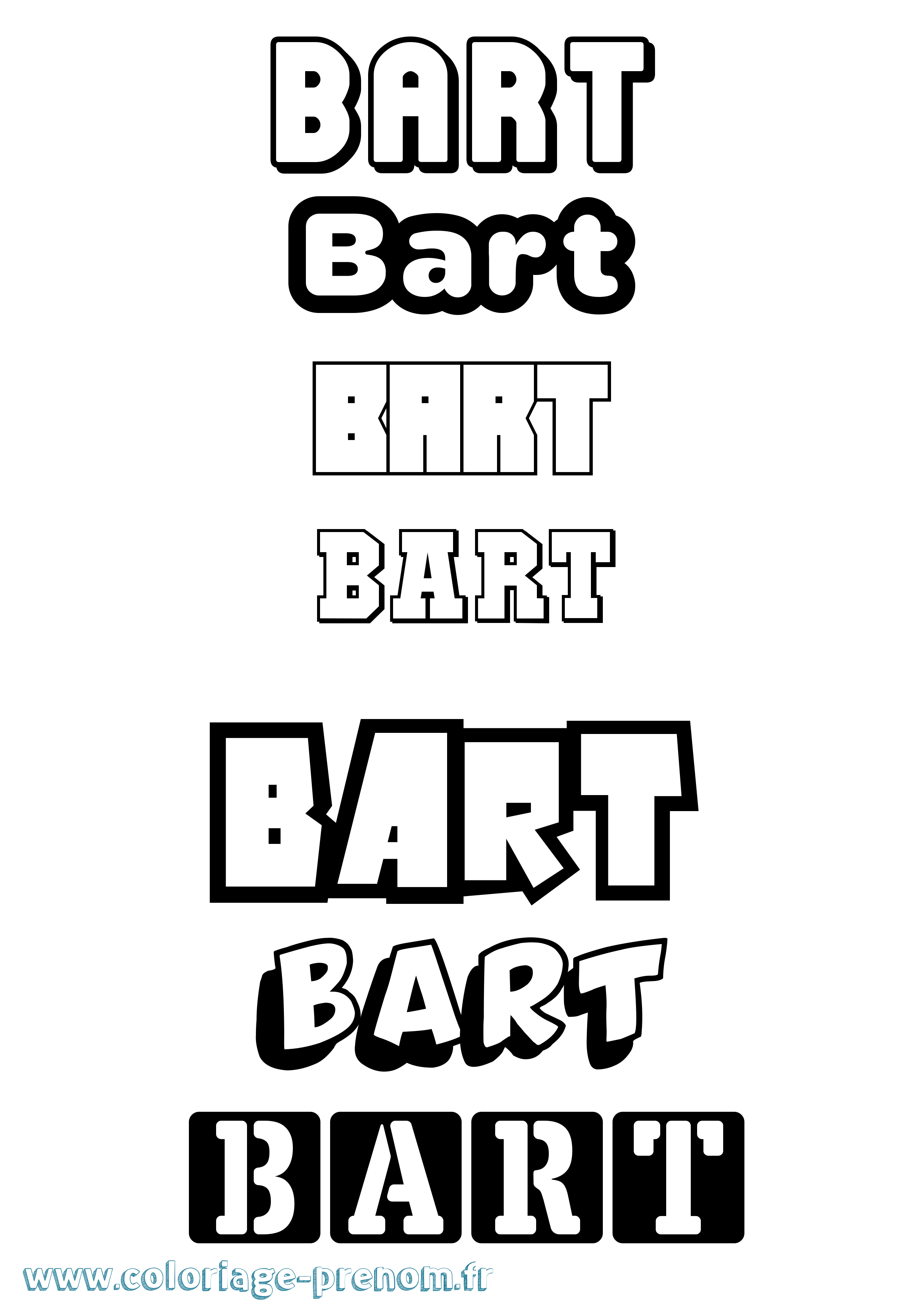 Coloriage Bart Simple Coloriage prénom Bart Simple