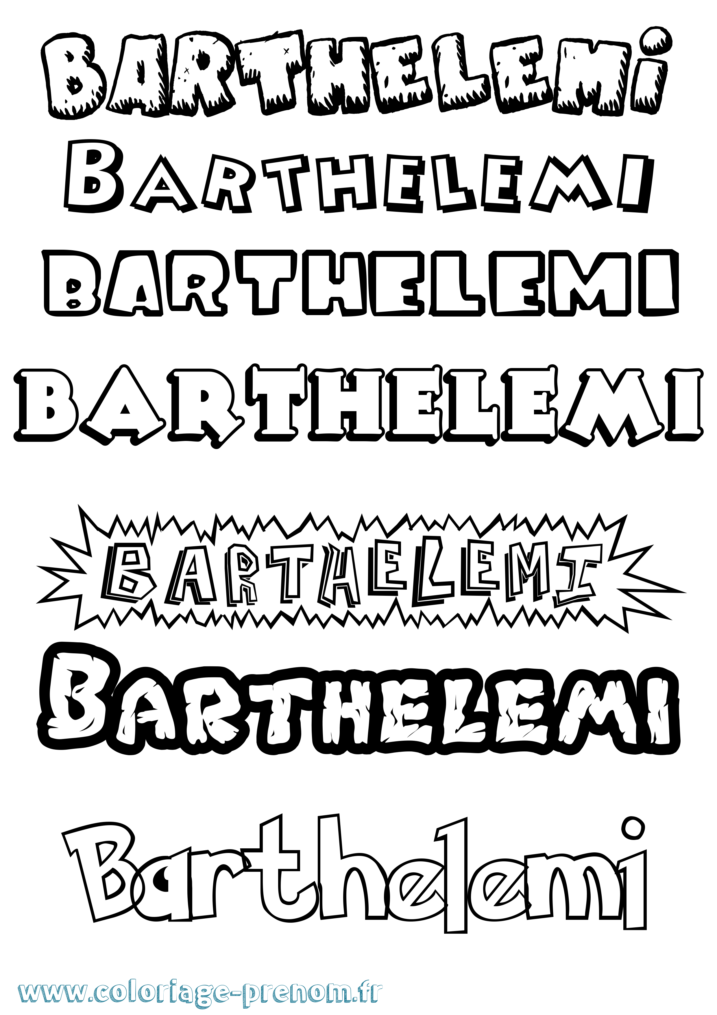 Coloriage Barthelemi Dessin Animé Coloriage prénom Barthelemi Dessin Animé