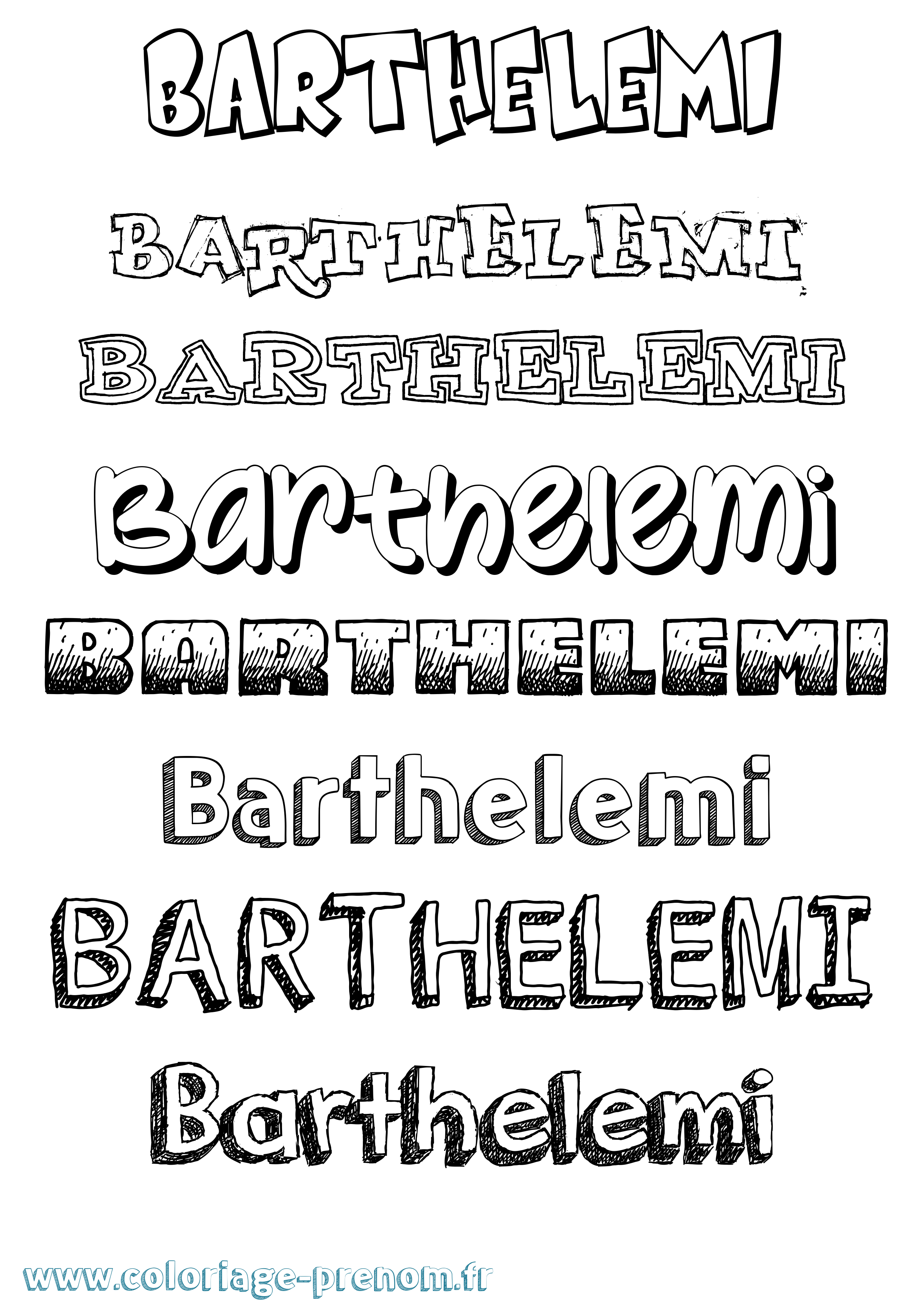 Coloriage Barthelemi Dessiné Coloriage prénom Barthelemi Dessiné