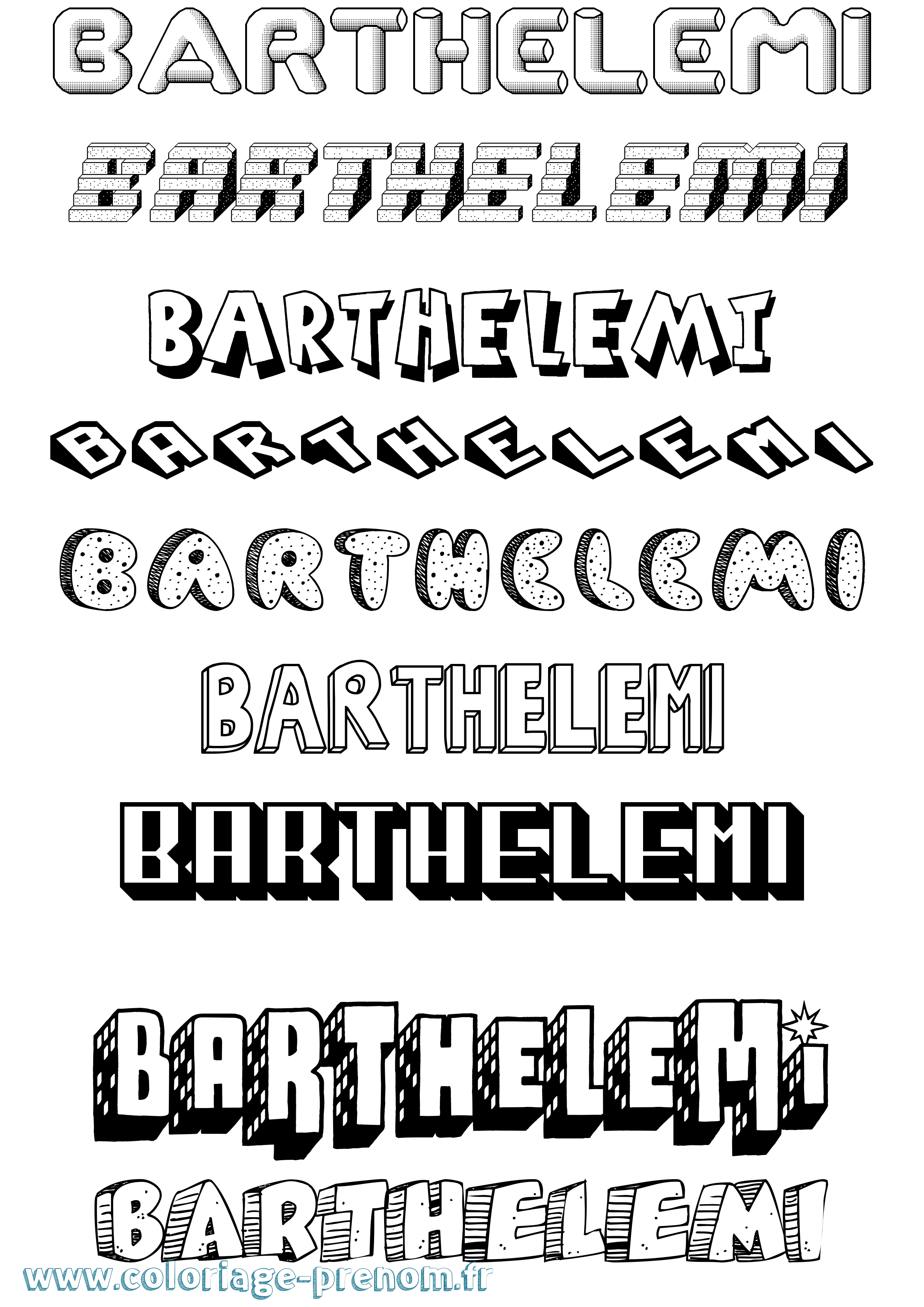 Coloriage Barthelemi Effet 3D Coloriage prénom Barthelemi Effet 3D