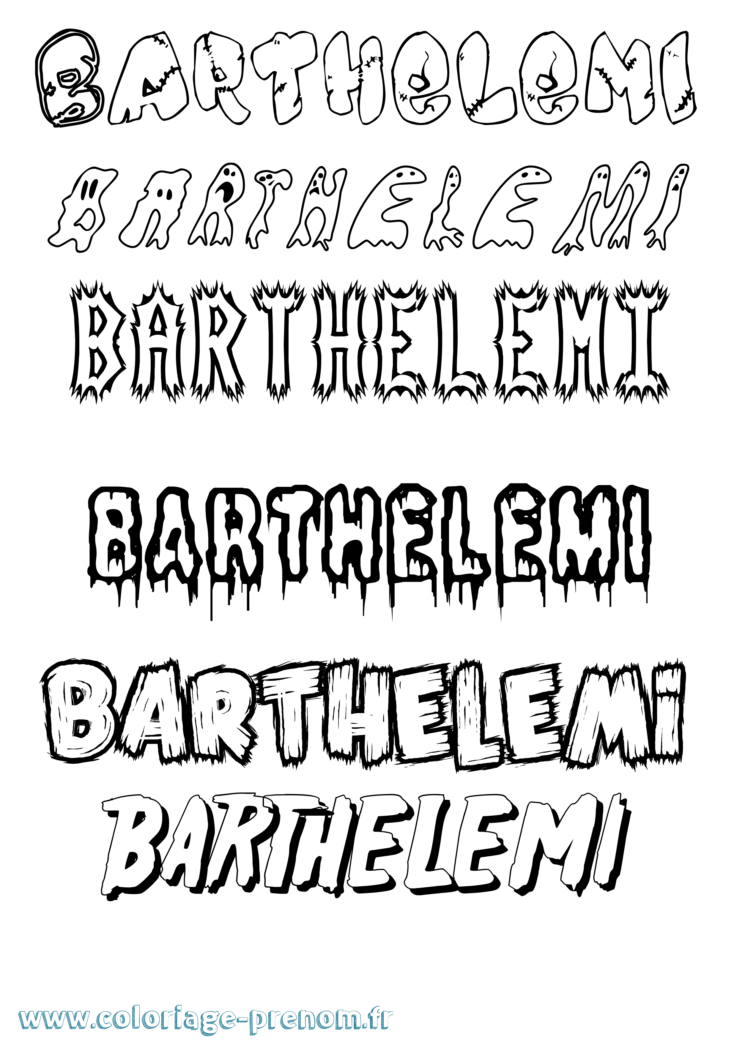 Coloriage Barthelemi Frisson Coloriage prénom Barthelemi Frisson