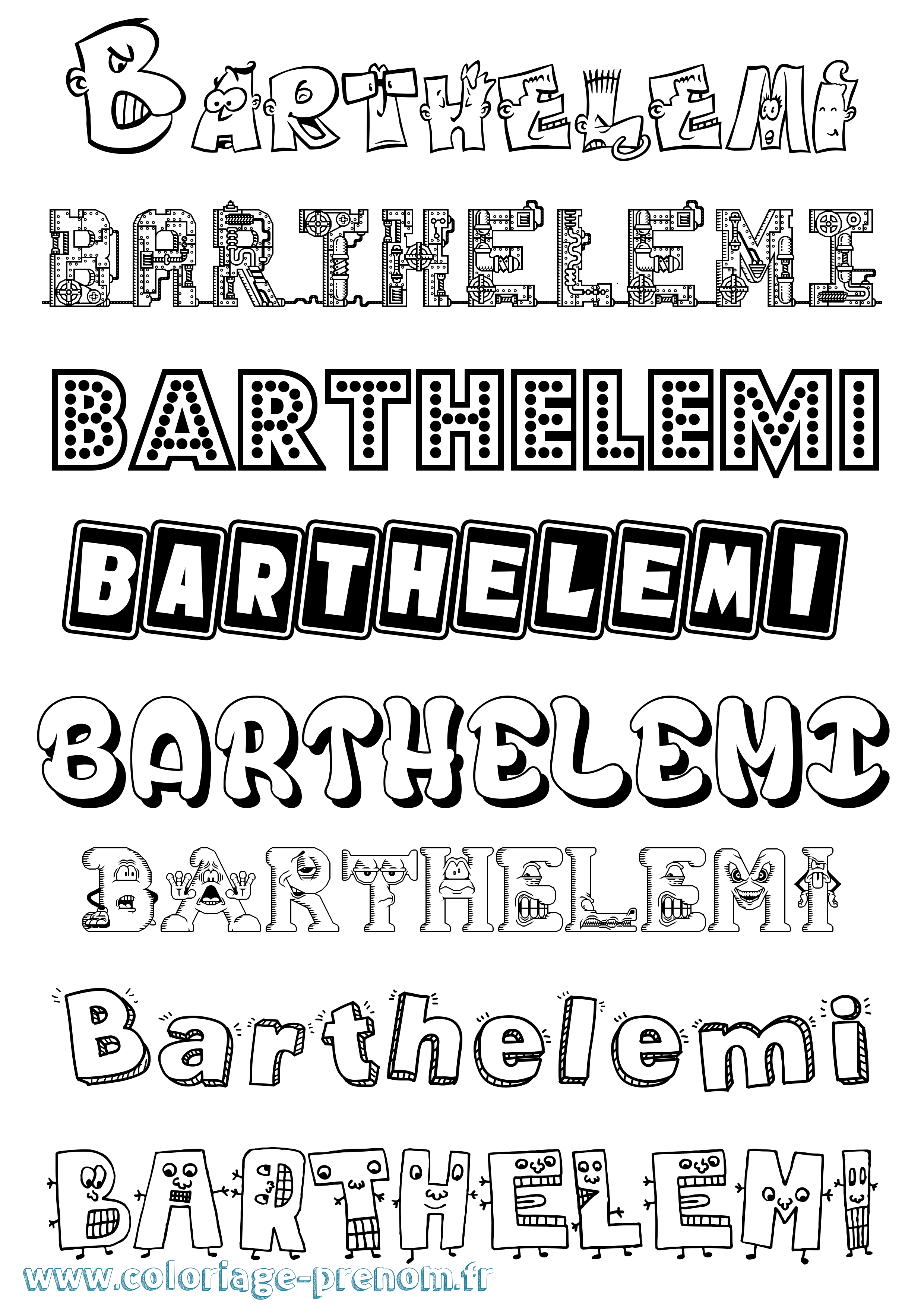 Coloriage Barthelemi Fun Coloriage prénom Barthelemi Fun
