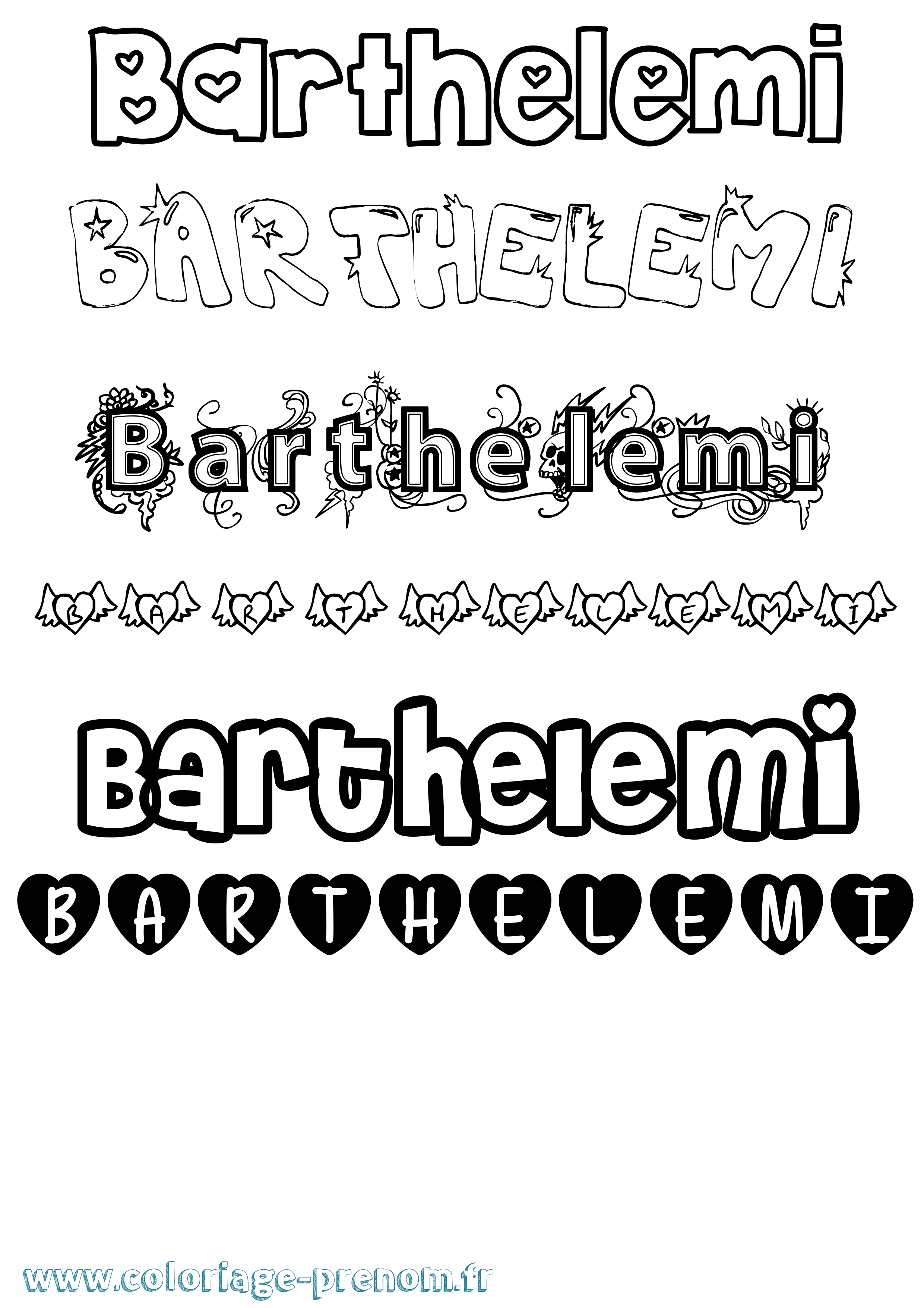 Coloriage Barthelemi Girly Coloriage prénom Barthelemi Girly