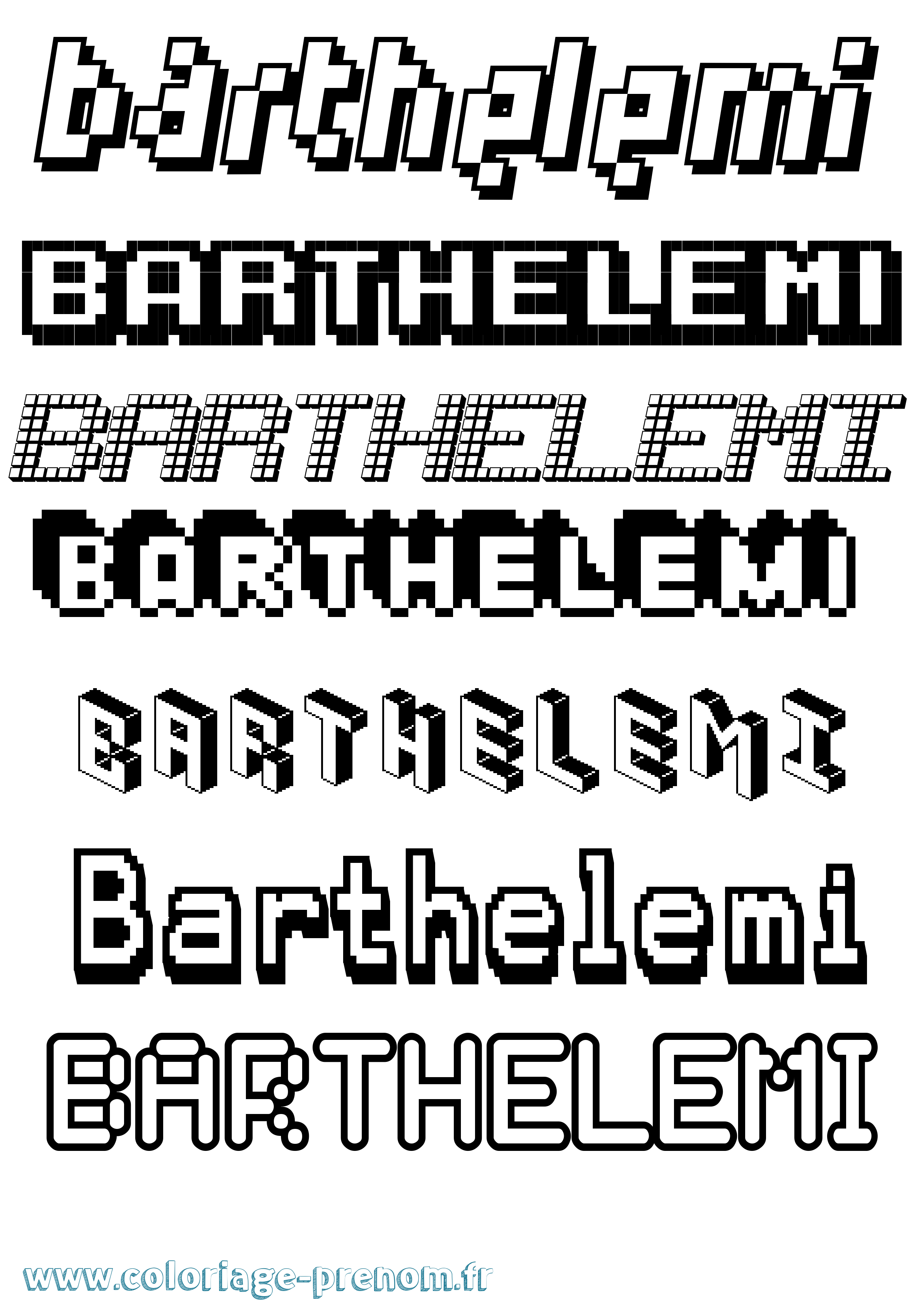 Coloriage Barthelemi Pixel Coloriage prénom Barthelemi Pixel
