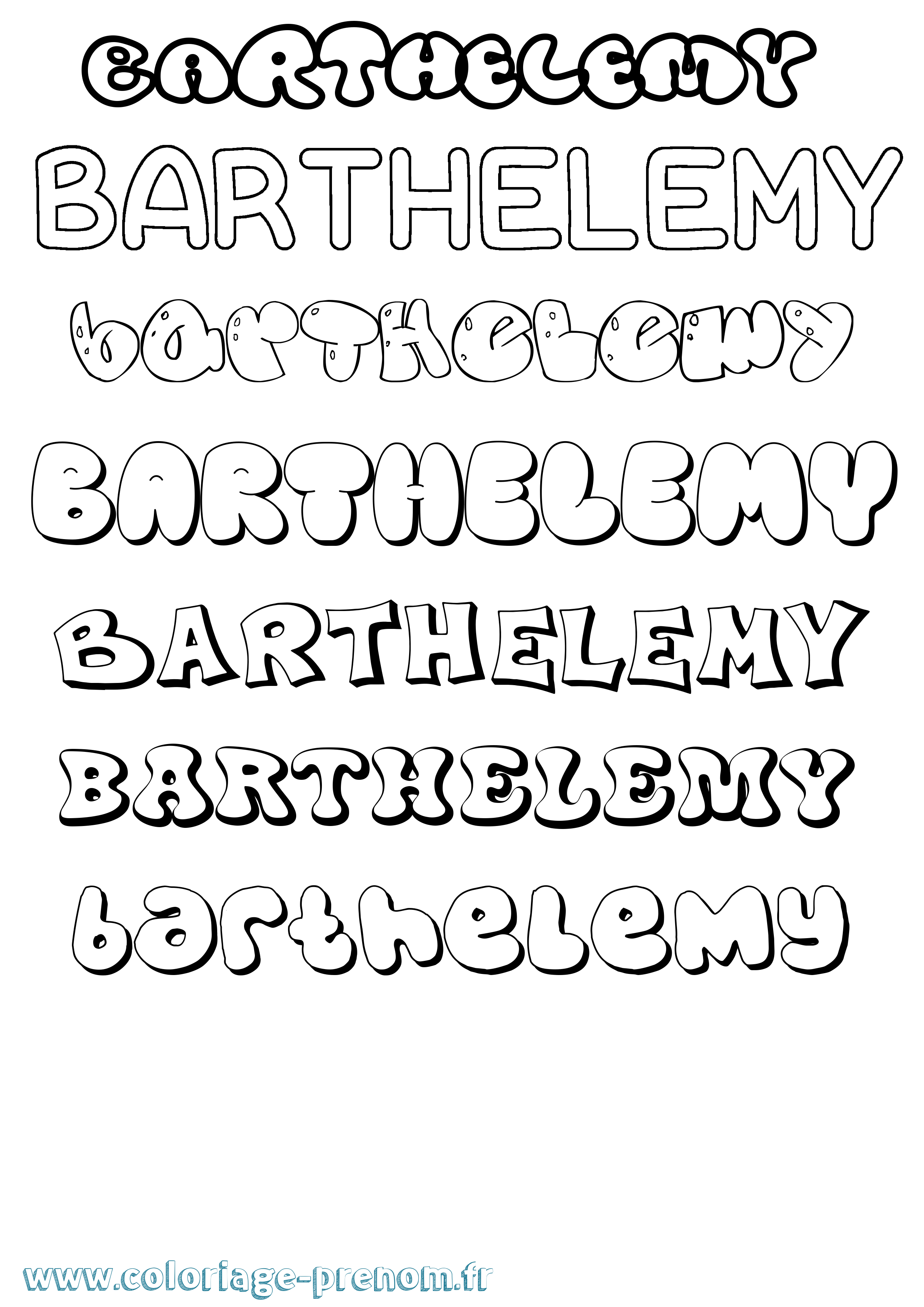 Coloriage prénom Barthelemy Bubble