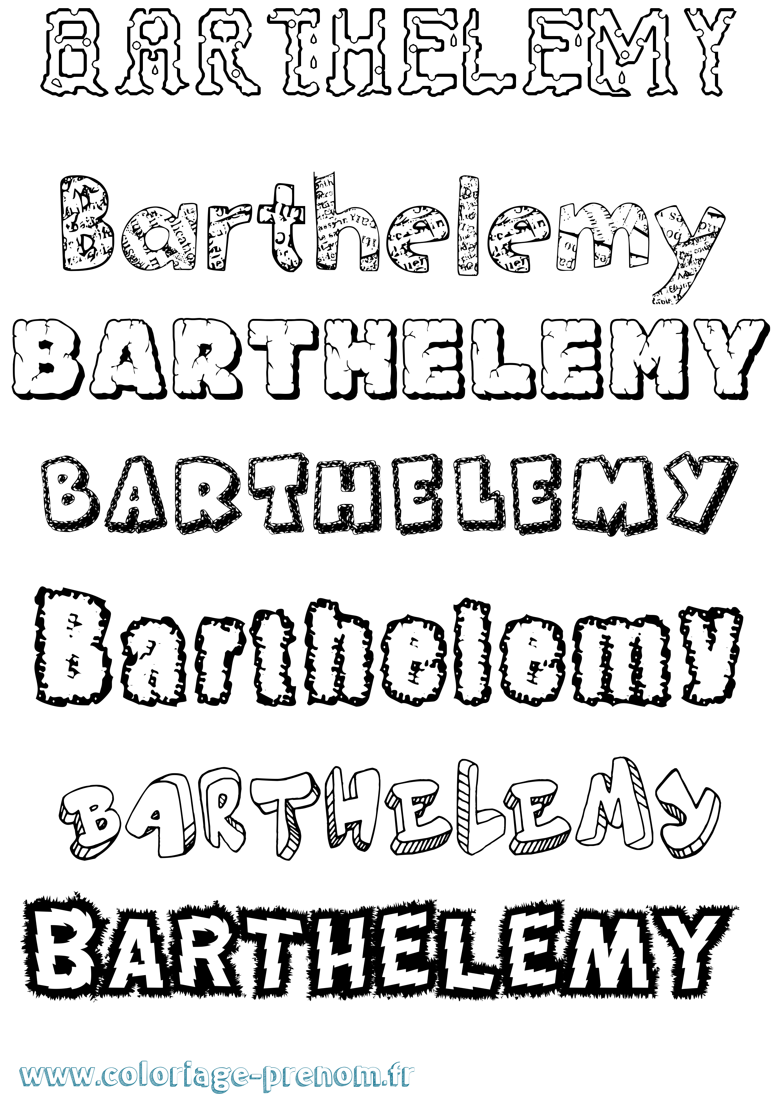 Coloriage prénom Barthelemy Destructuré