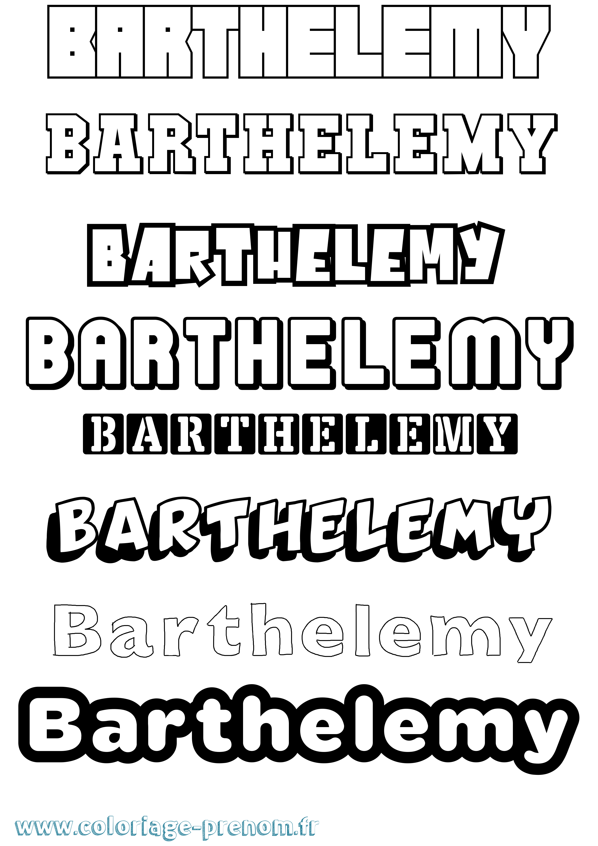 Coloriage prénom Barthelemy Simple