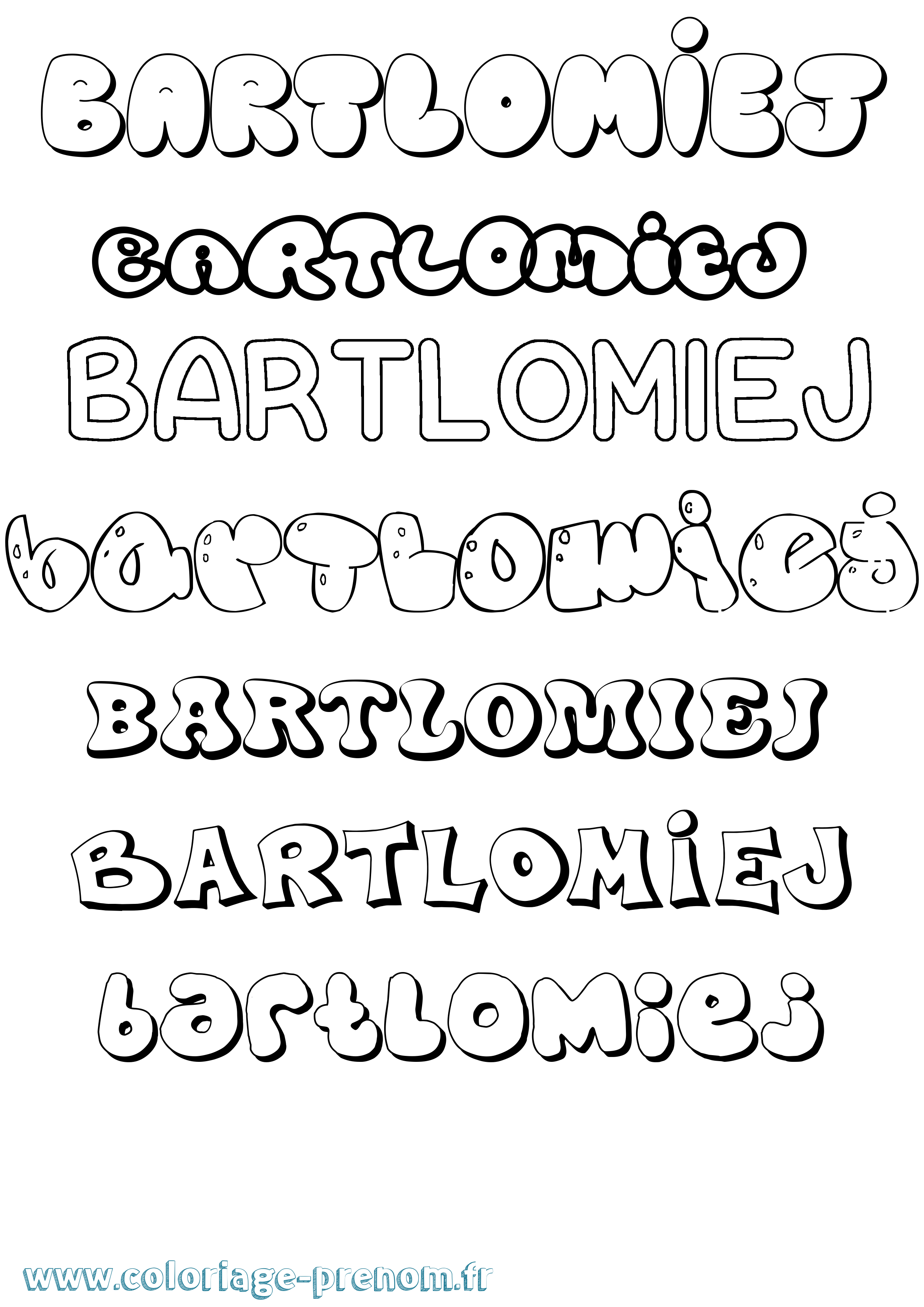 Coloriage Bartlomiej Bubble Coloriage prénom Bartlomiej Bubble