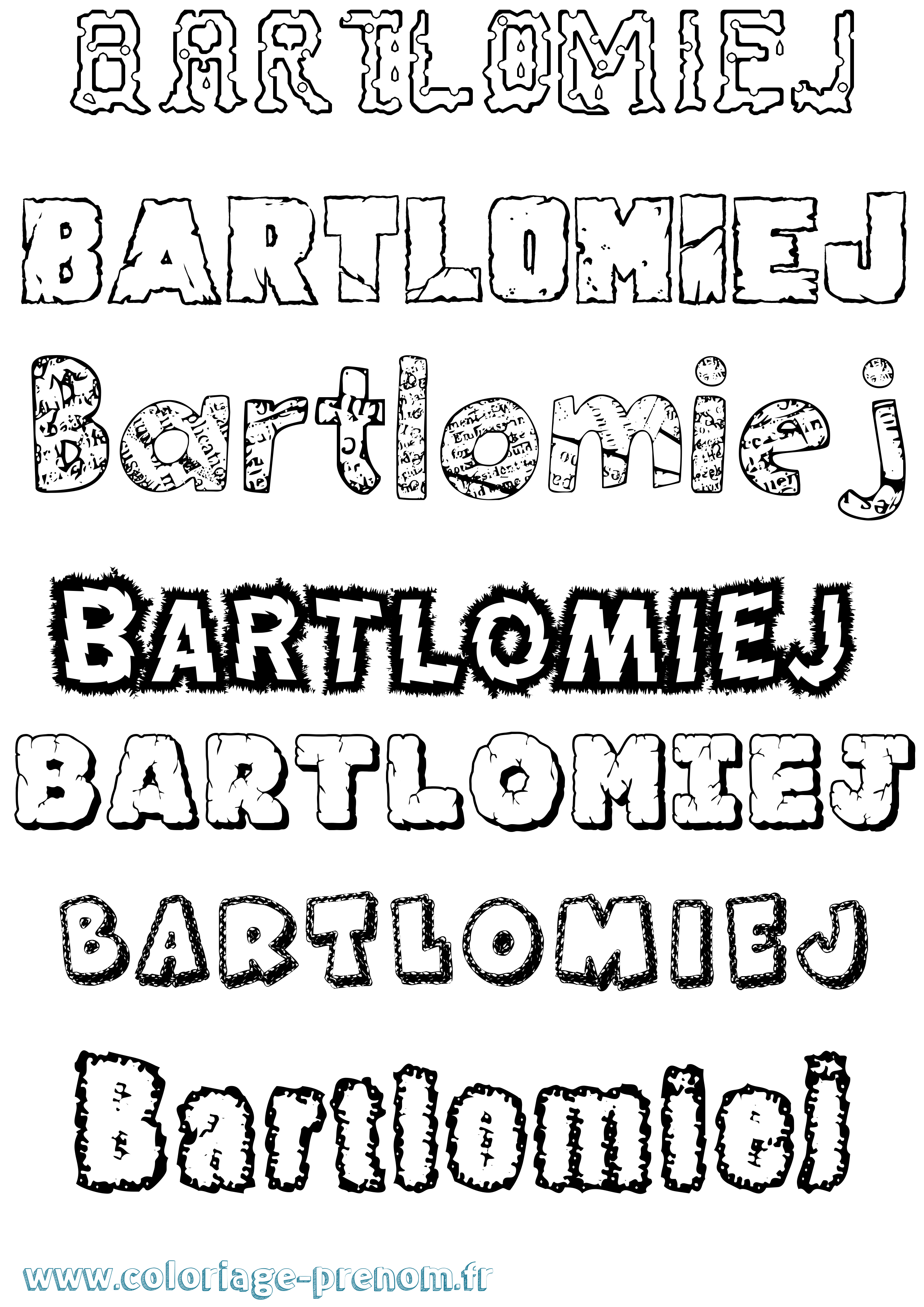 Coloriage prénom Bartlomiej Destructuré