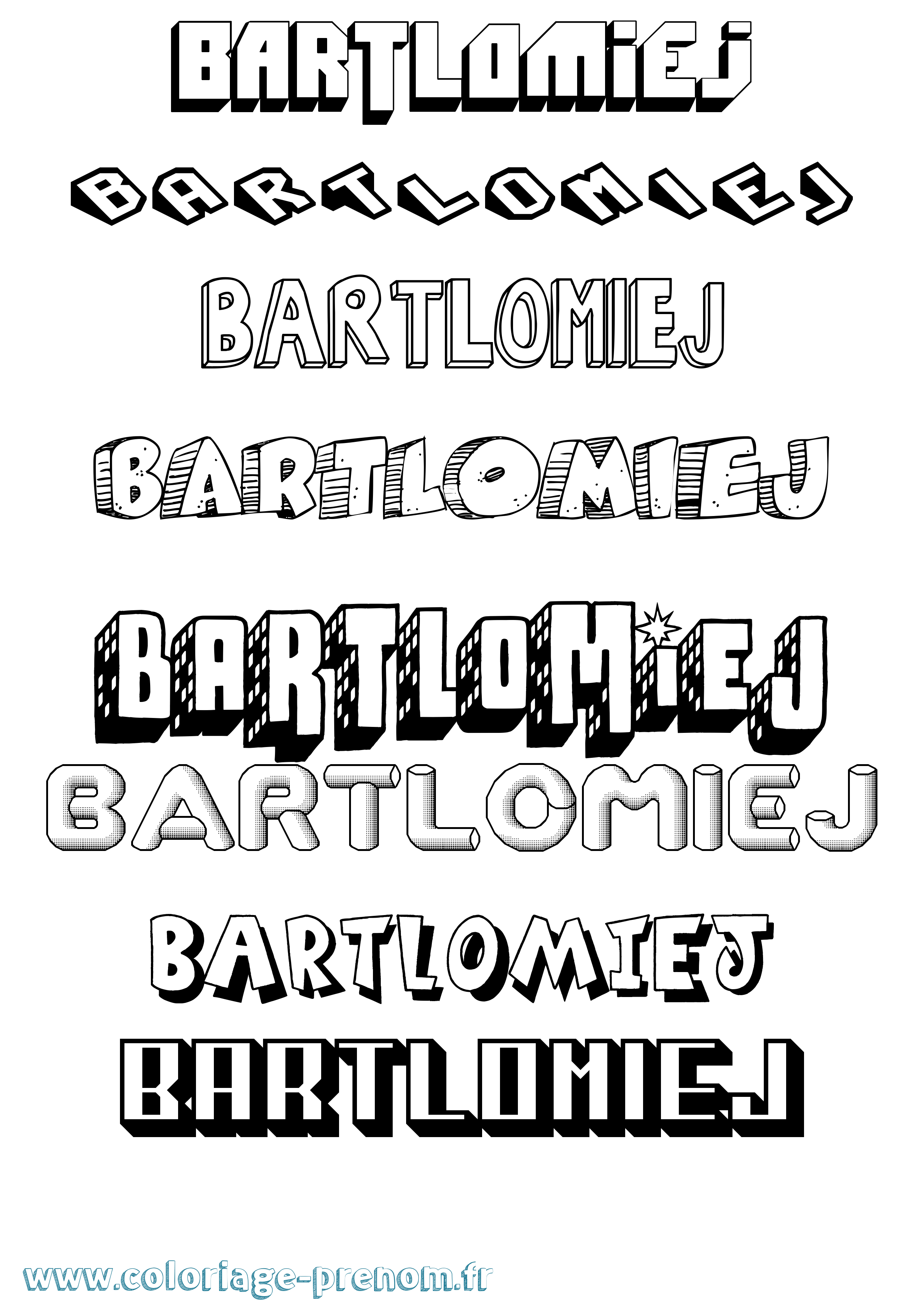 Coloriage Bartlomiej Effet 3D Coloriage prénom Bartlomiej Effet 3D