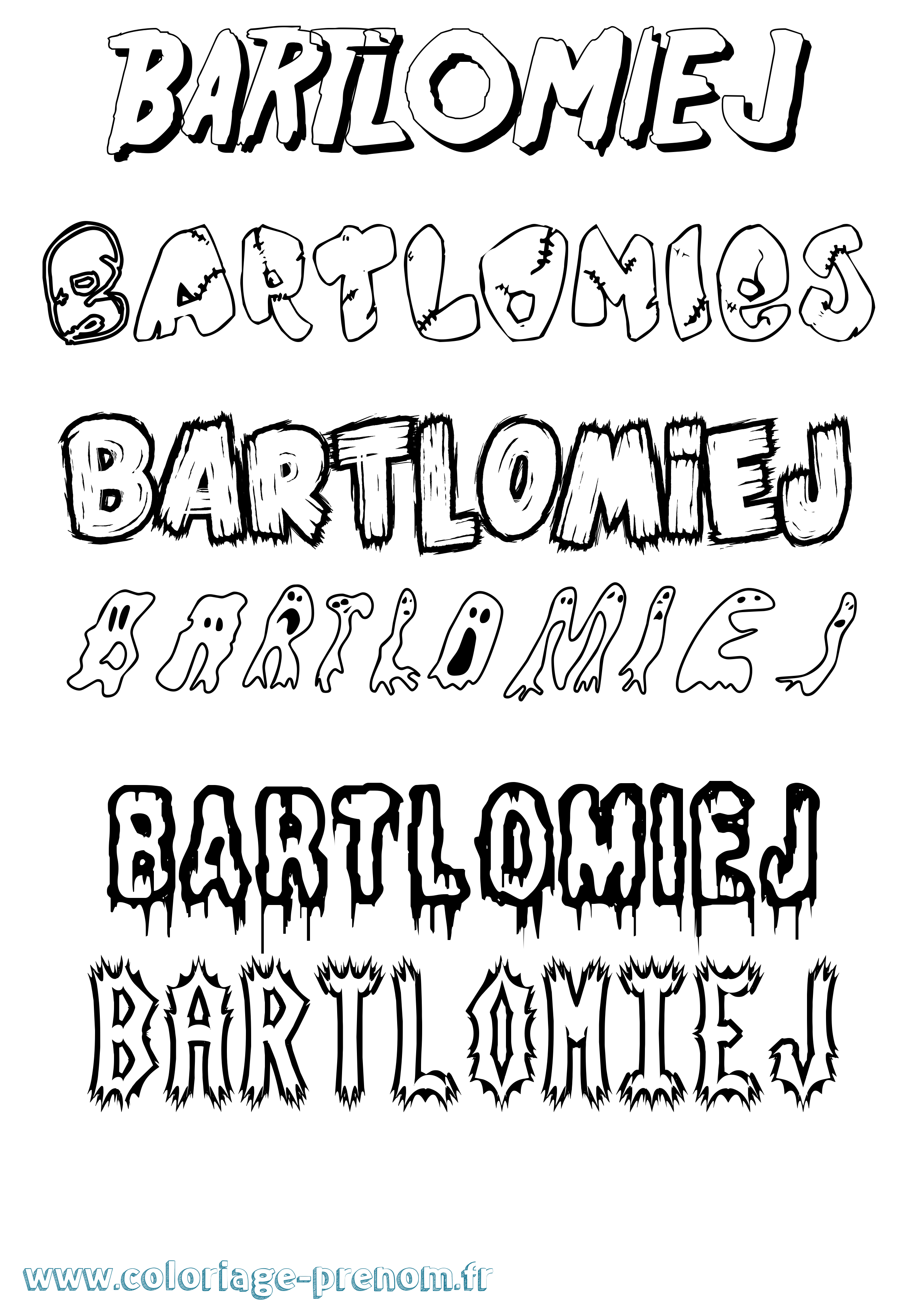 Coloriage Bartlomiej Frisson Coloriage prénom Bartlomiej Frisson