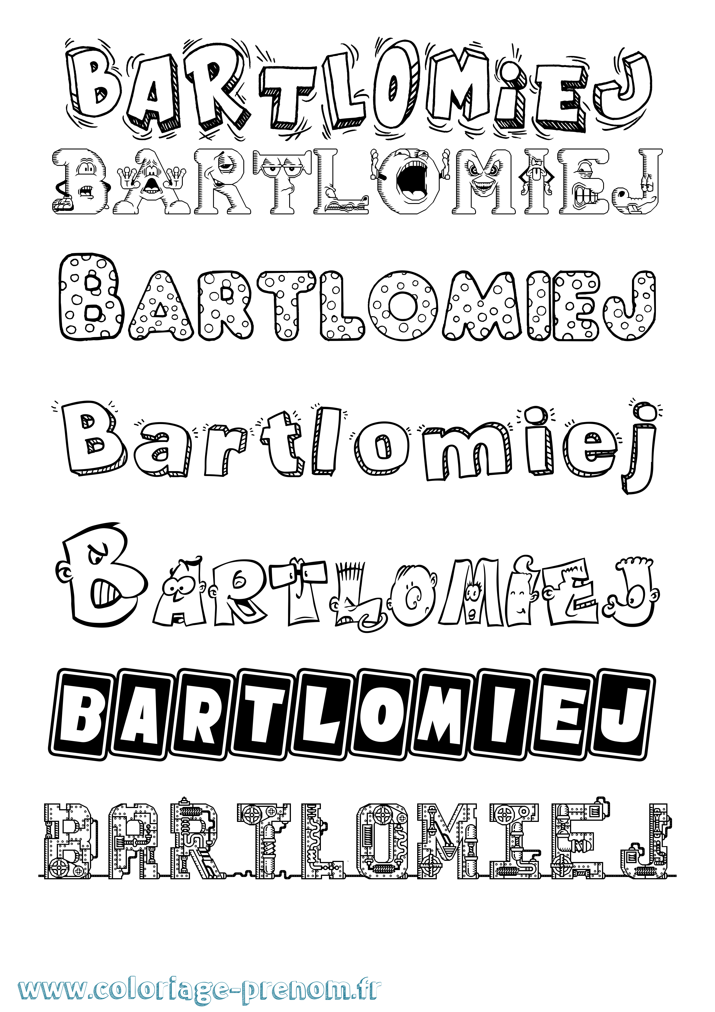 Coloriage Bartlomiej Fun Coloriage prénom Bartlomiej Fun