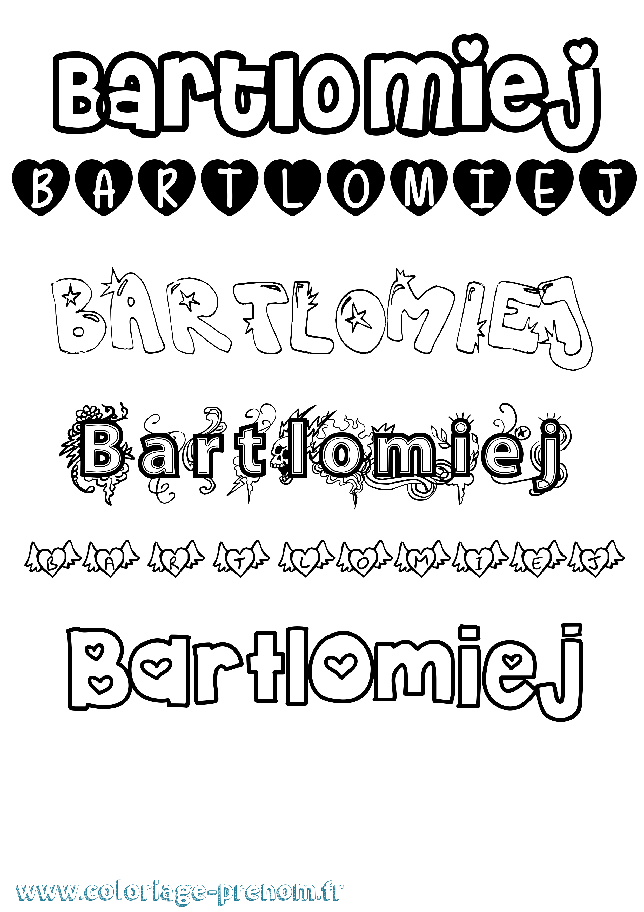 Coloriage Bartlomiej Girly Coloriage prénom Bartlomiej Girly