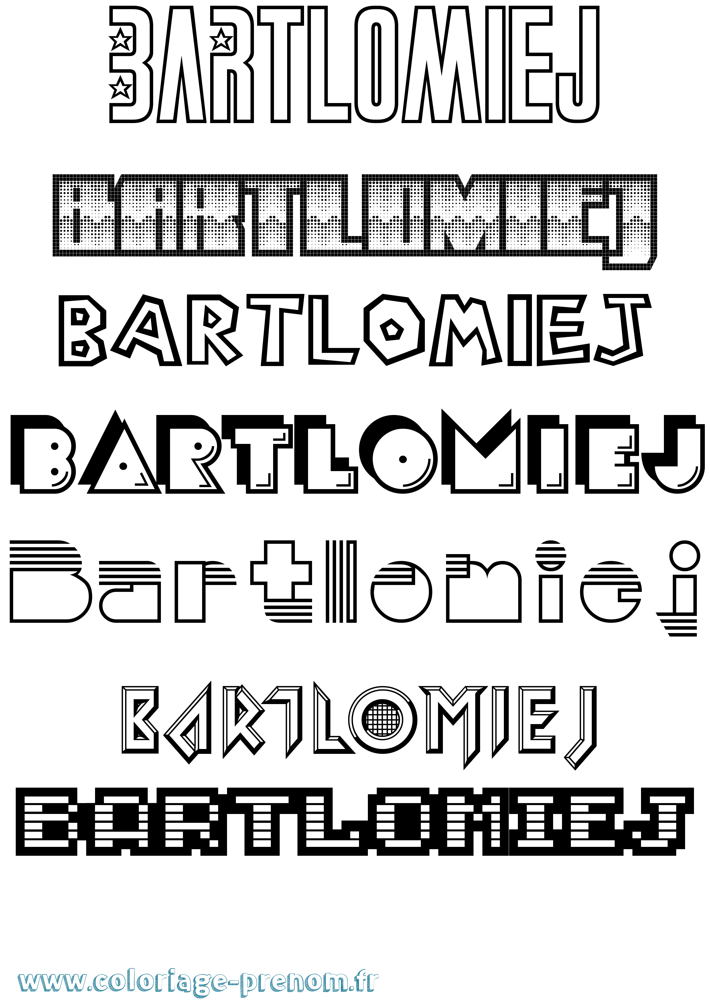 Coloriage prénom Bartlomiej Jeux Vidéos