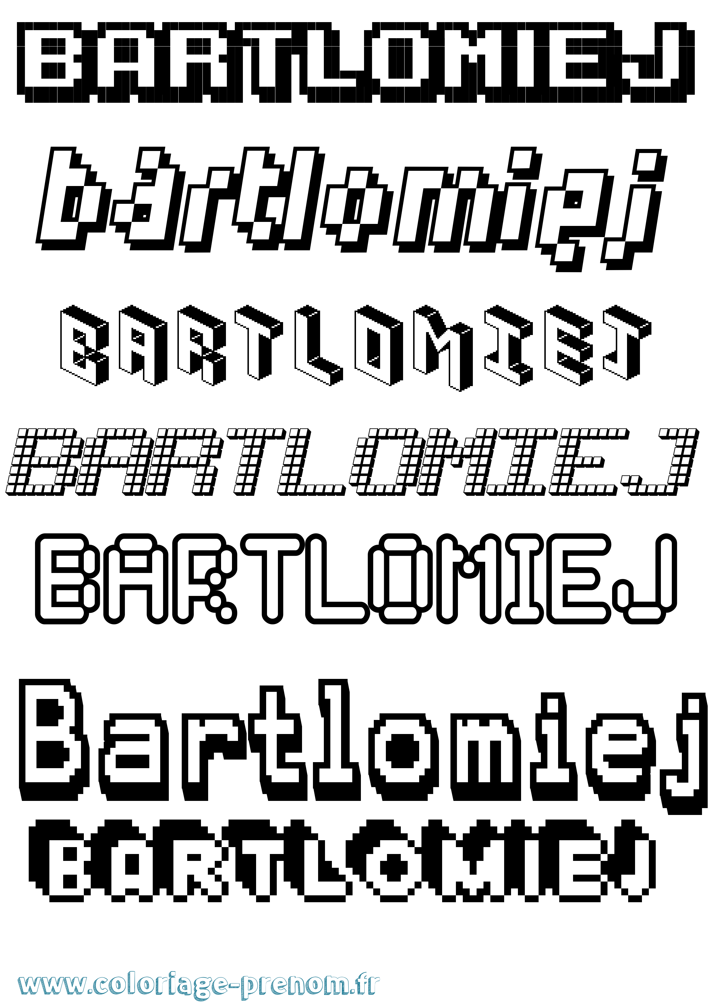 Coloriage prénom Bartlomiej Pixel
