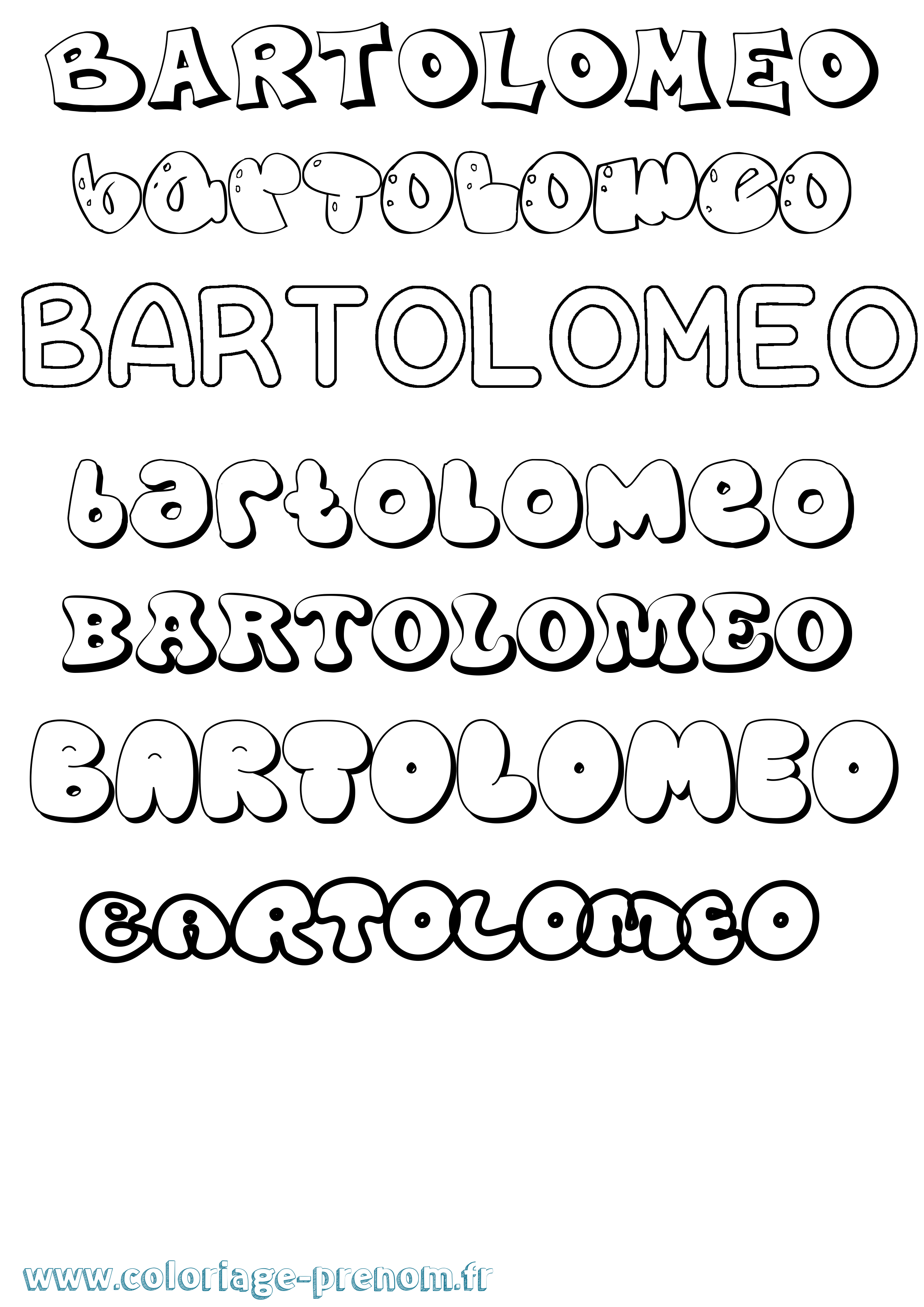 Coloriage prénom Bartolomeo Bubble