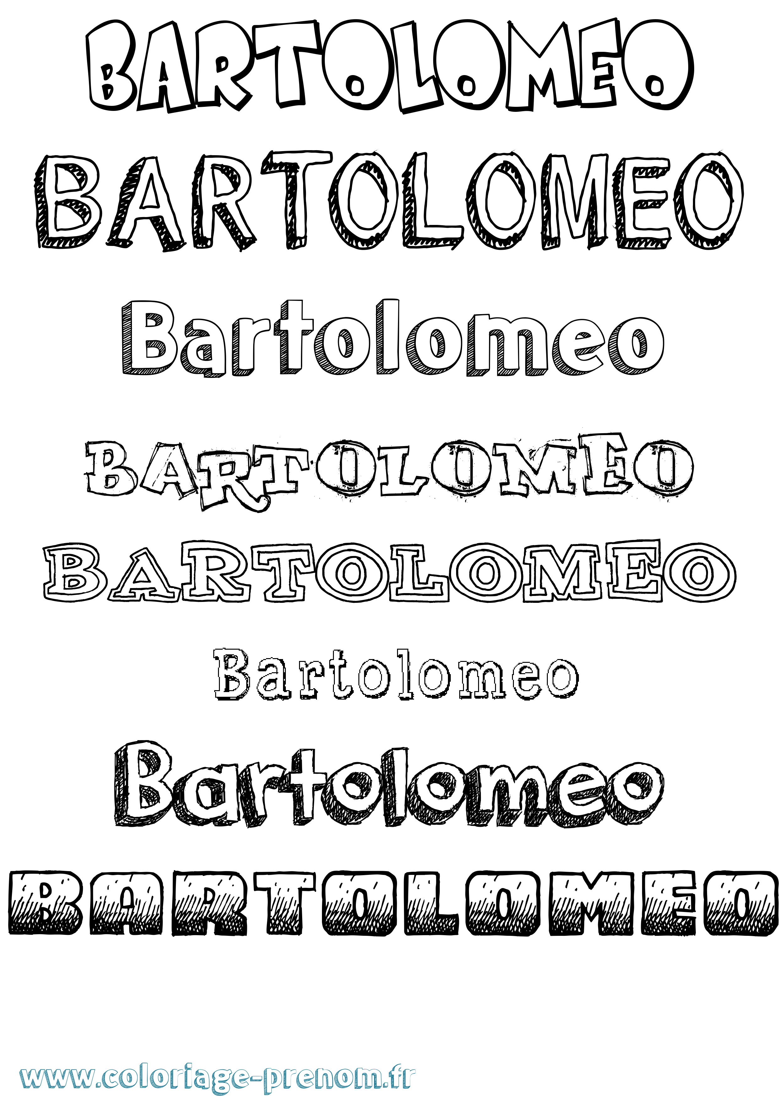 Coloriage prénom Bartolomeo Dessiné