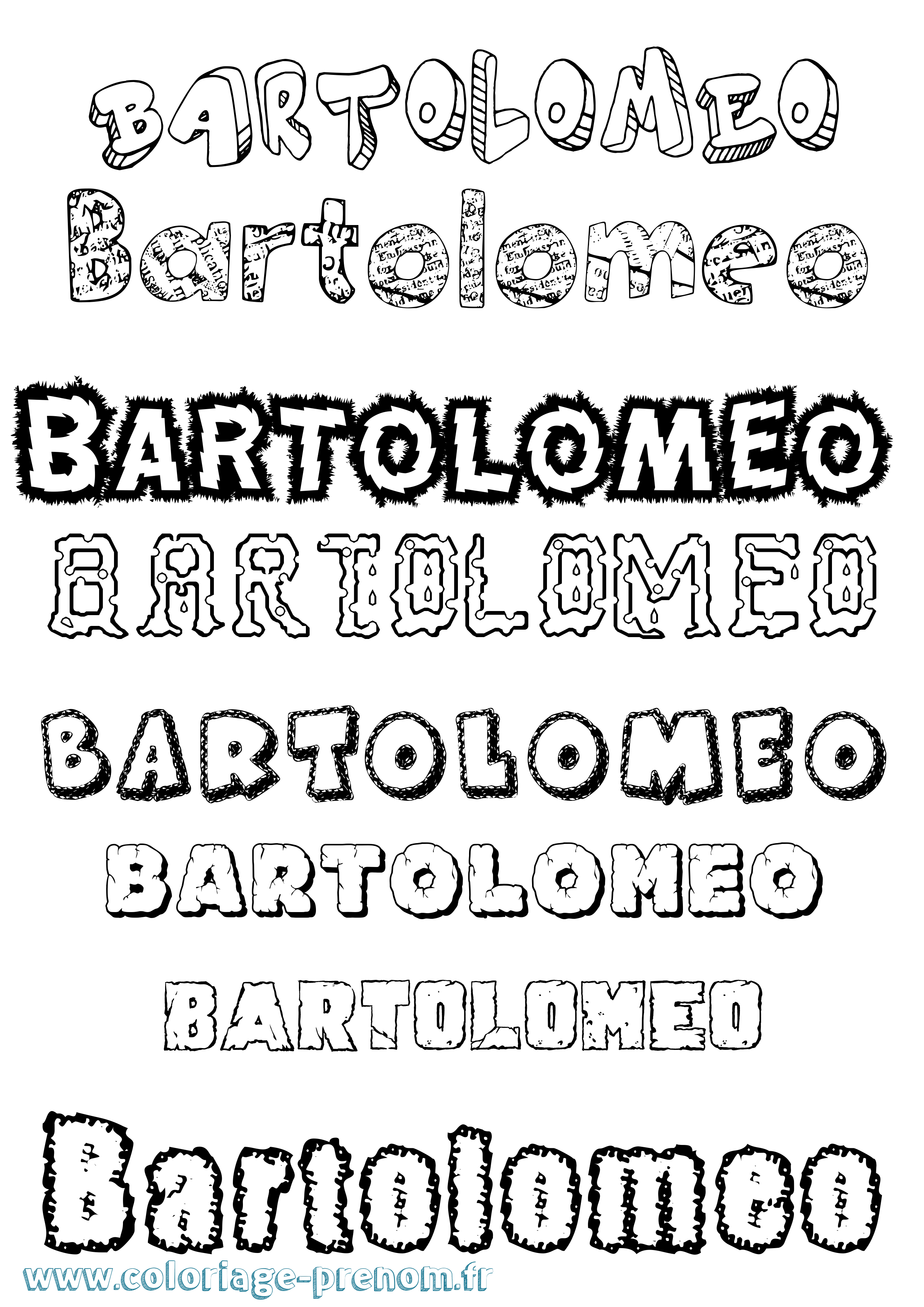 Coloriage prénom Bartolomeo Destructuré