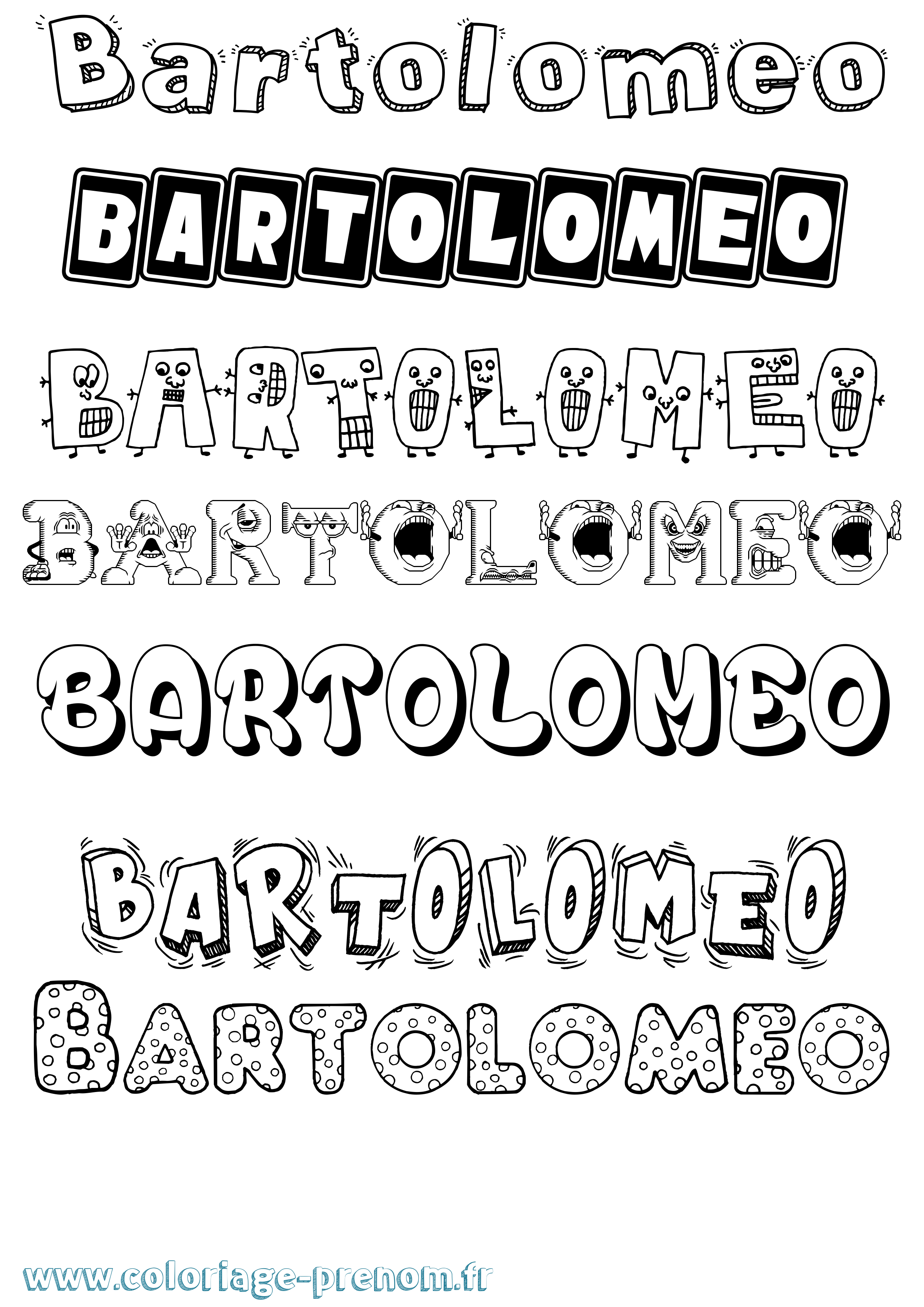 Coloriage prénom Bartolomeo Fun