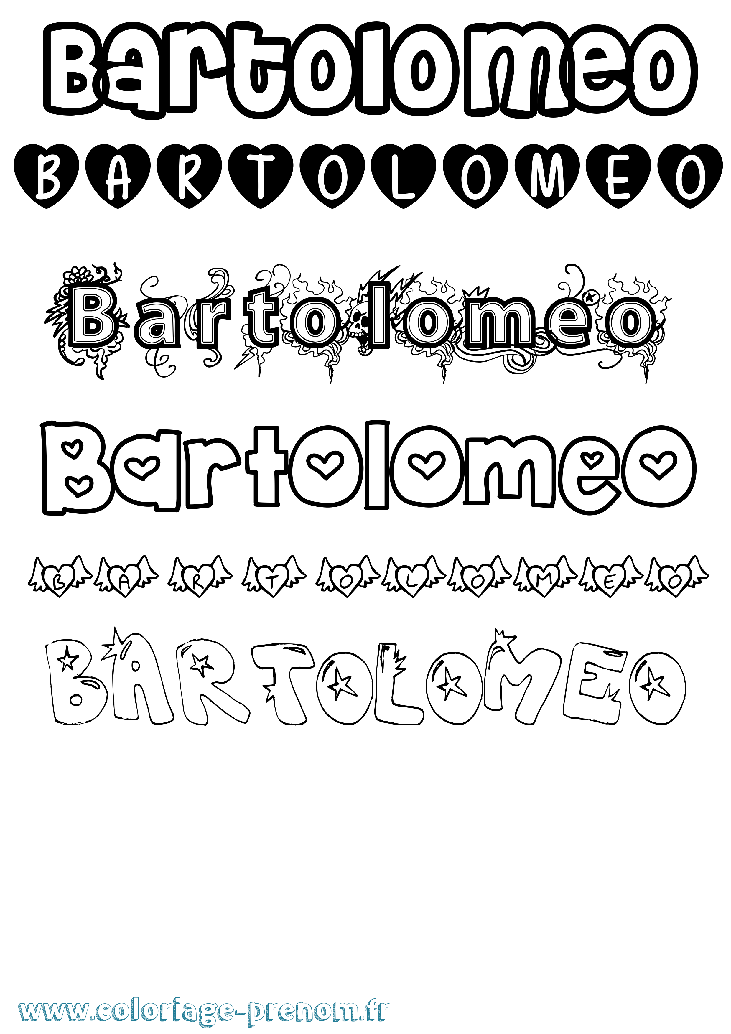 Coloriage prénom Bartolomeo Girly