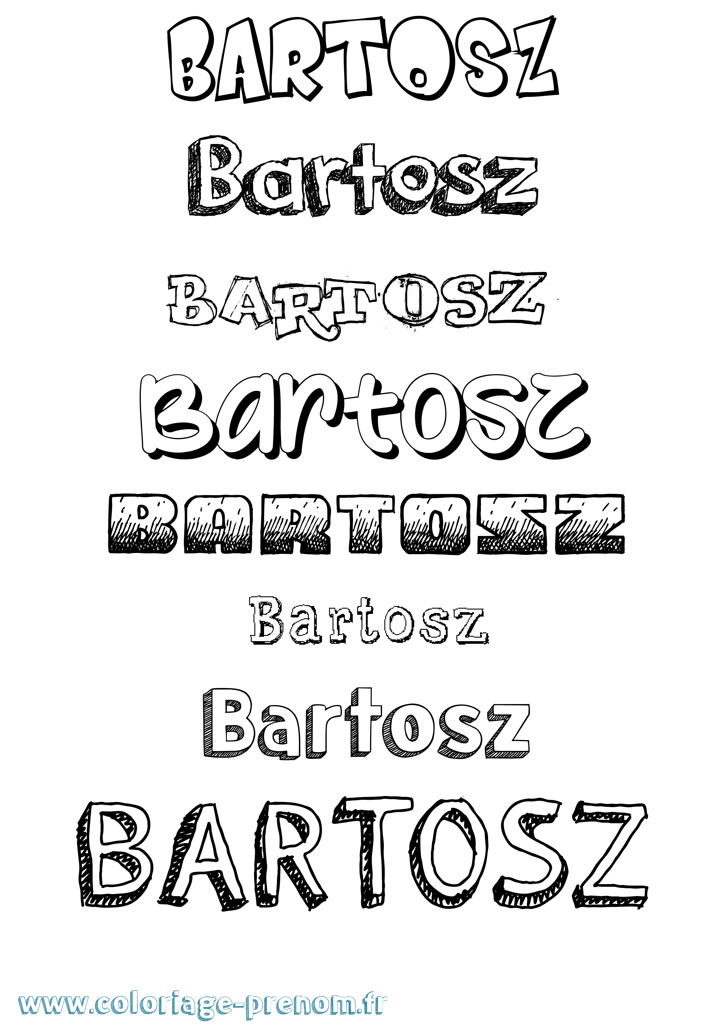 Coloriage prénom Bartosz Dessiné