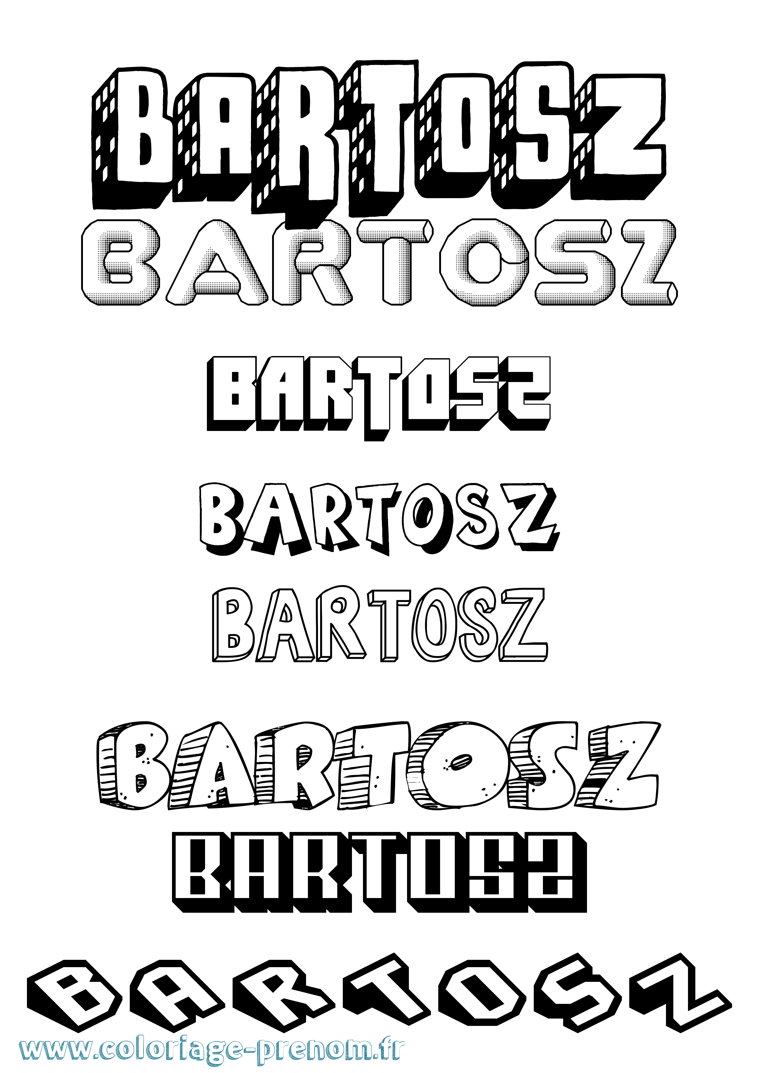 Coloriage prénom Bartosz Effet 3D