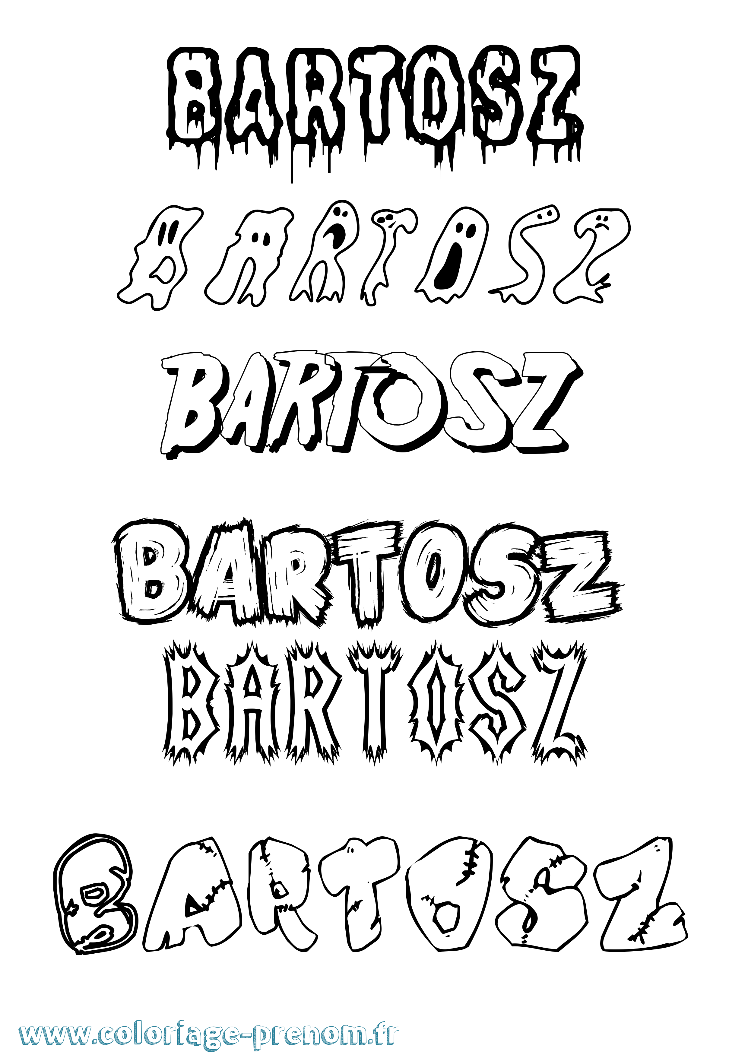Coloriage prénom Bartosz Frisson