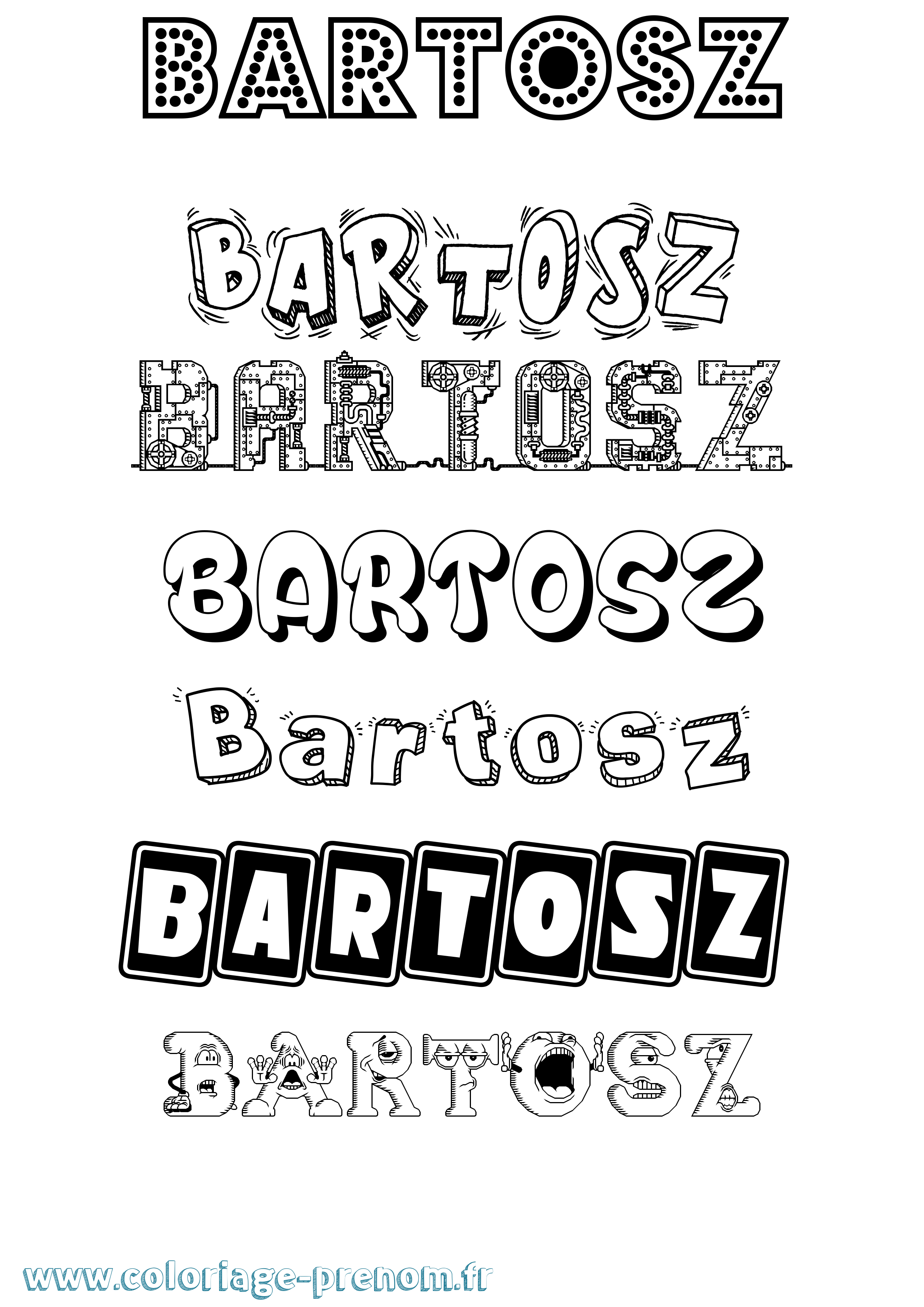 Coloriage prénom Bartosz Fun