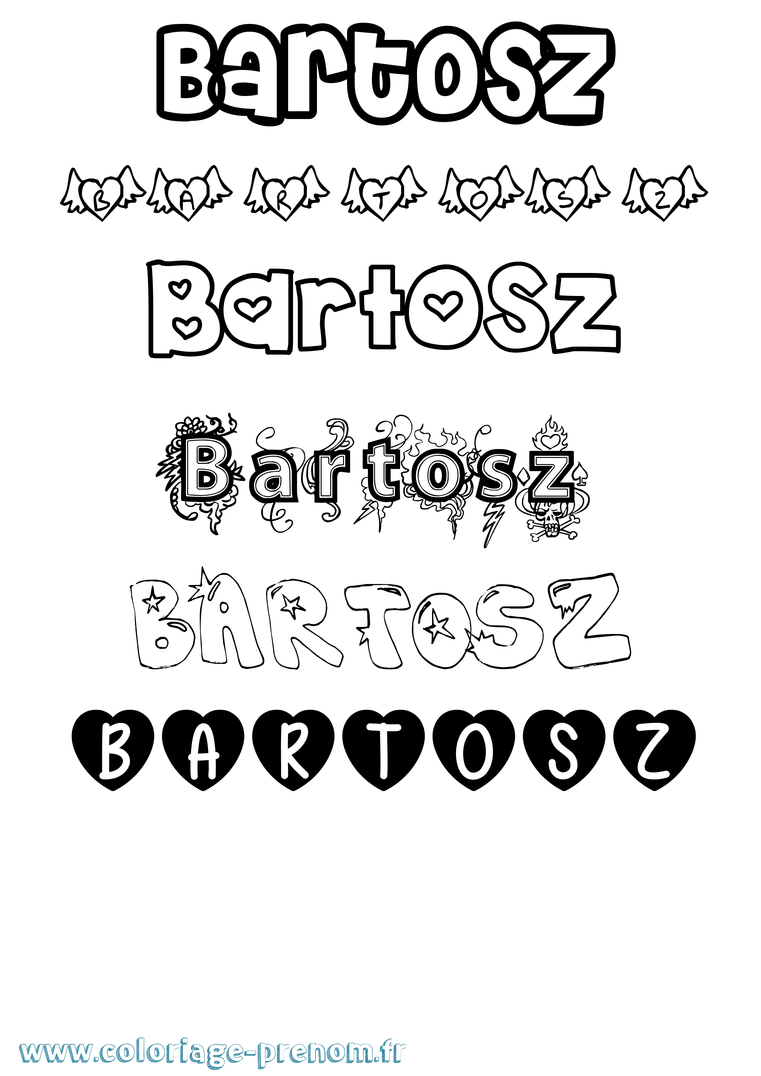 Coloriage prénom Bartosz Girly