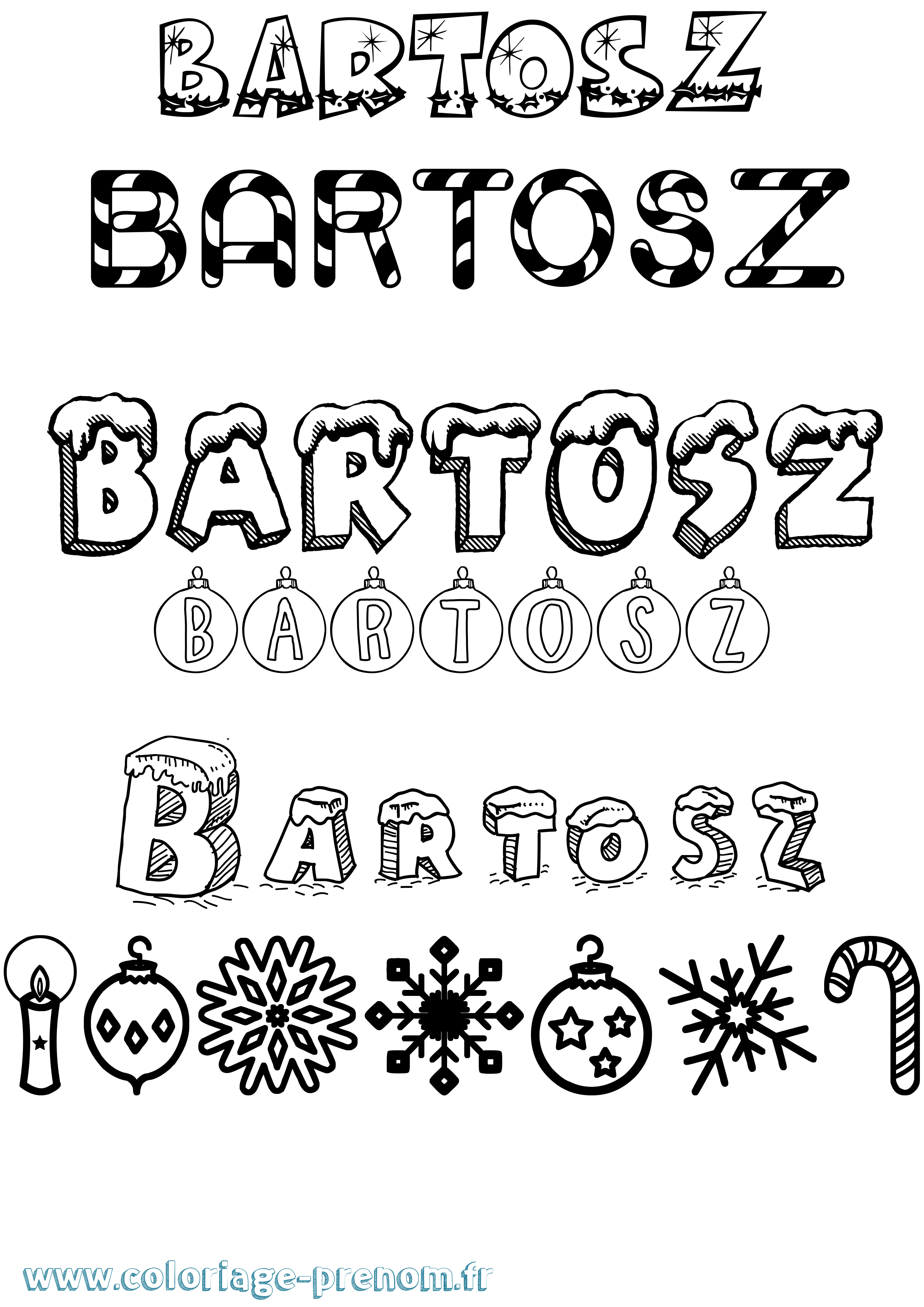 Coloriage prénom Bartosz Noël