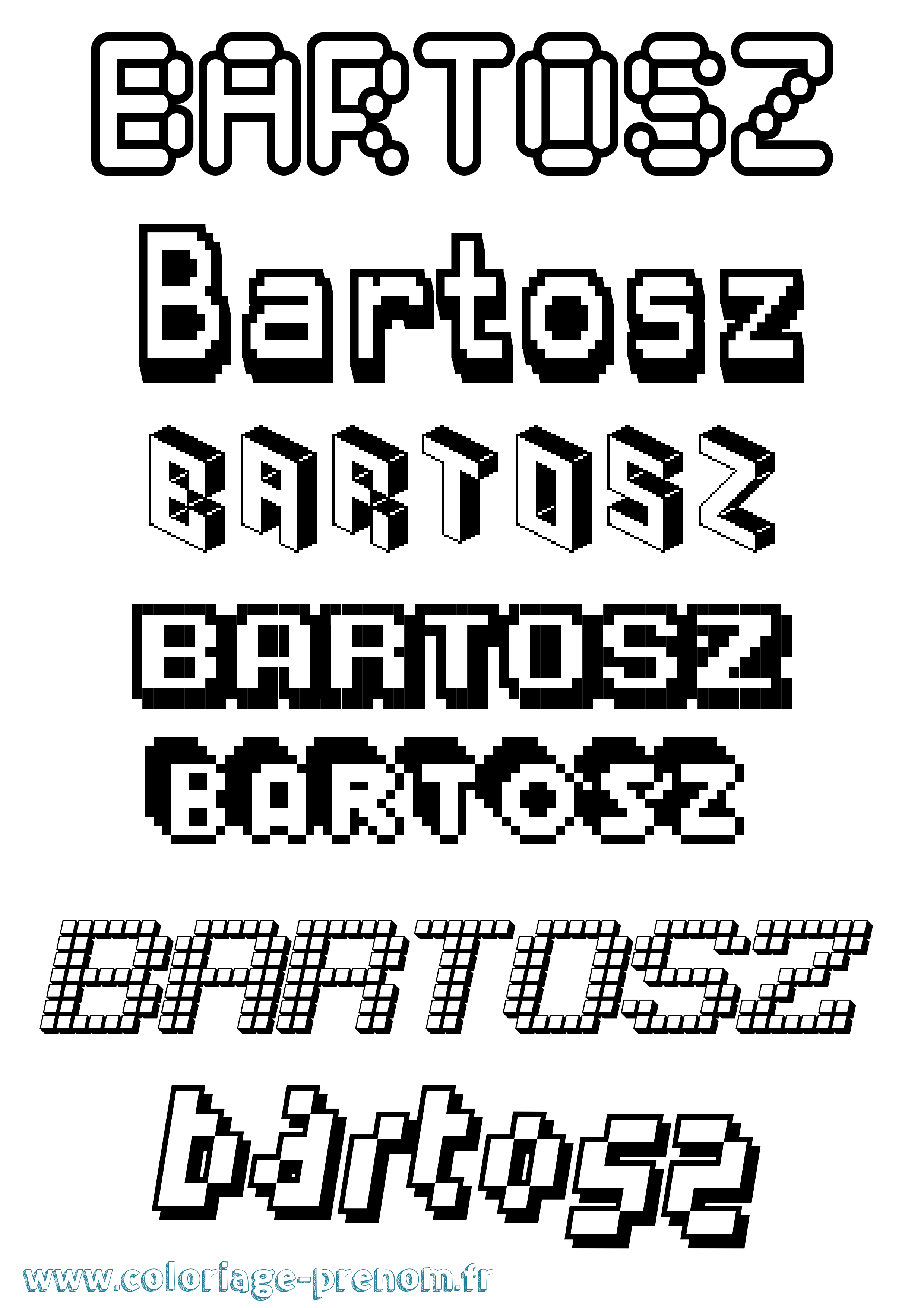 Coloriage prénom Bartosz Pixel
