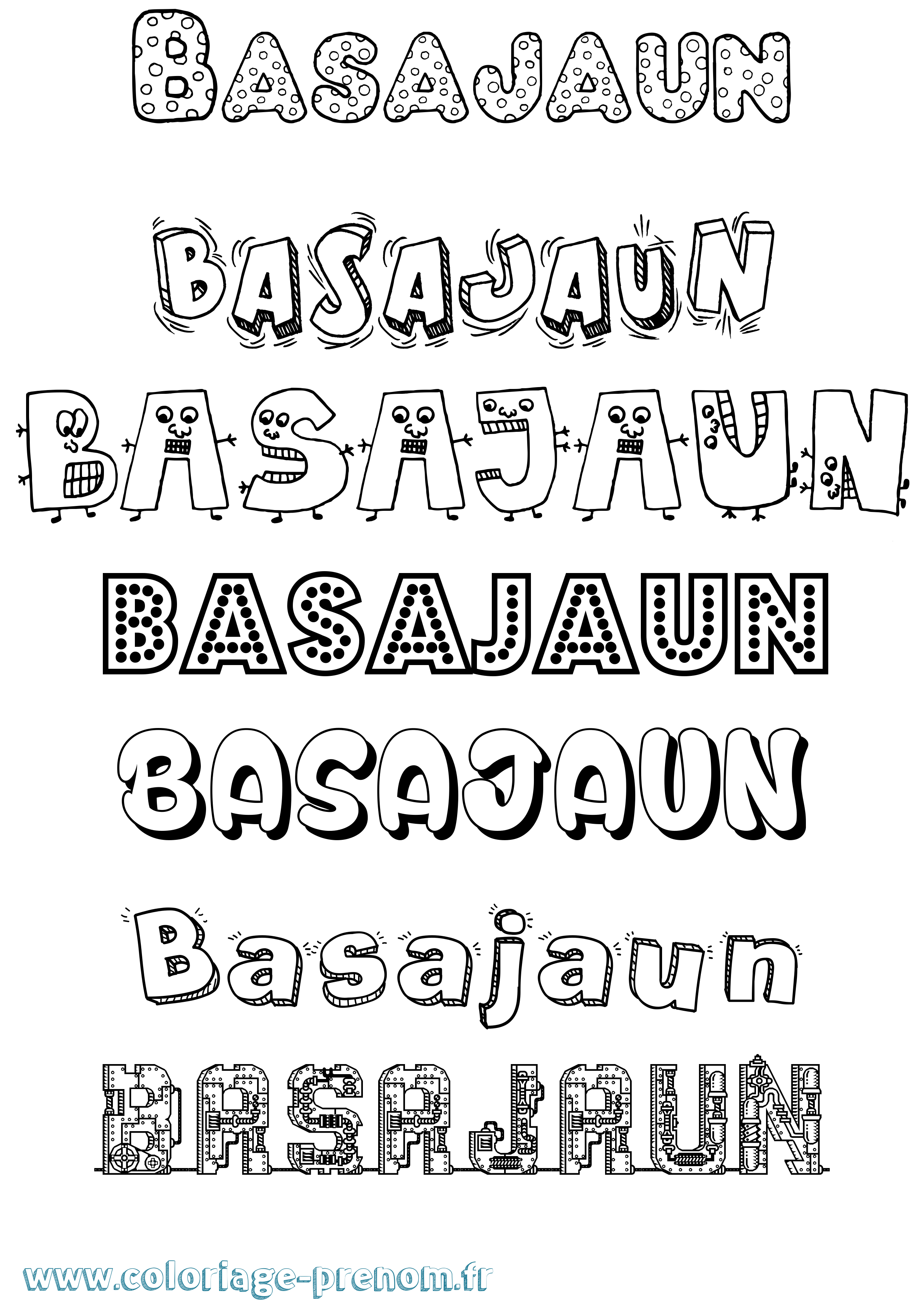 Coloriage prénom Basajaun Fun