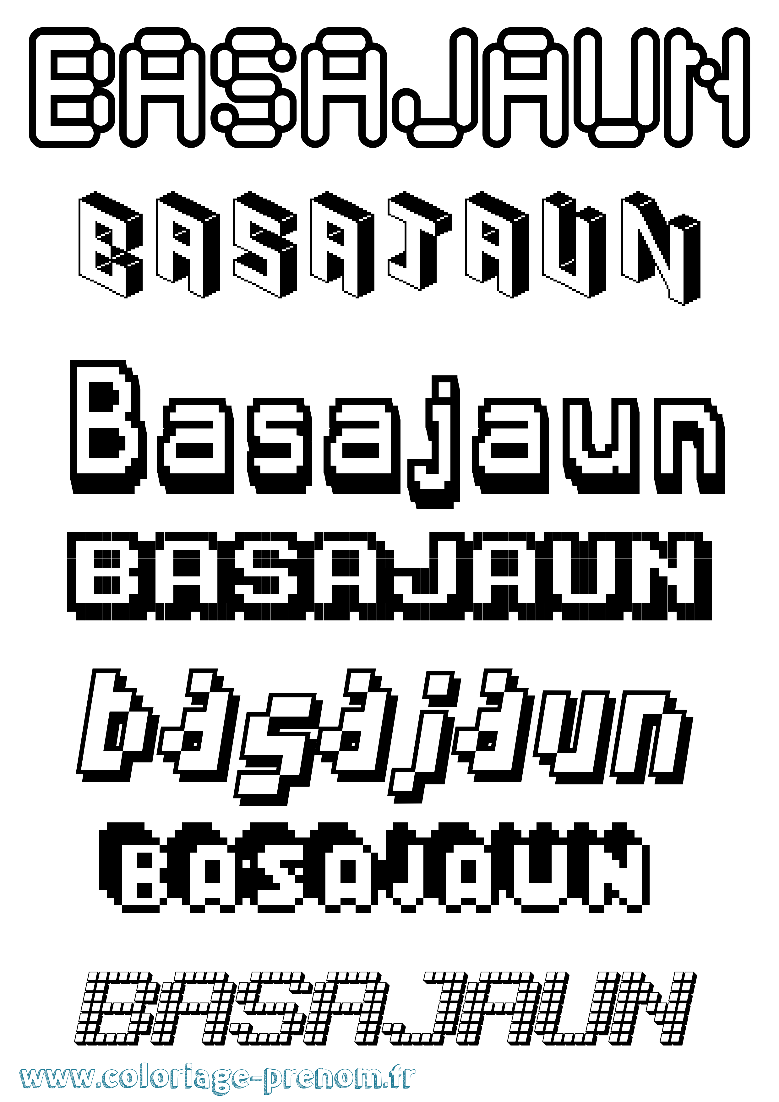 Coloriage prénom Basajaun Pixel