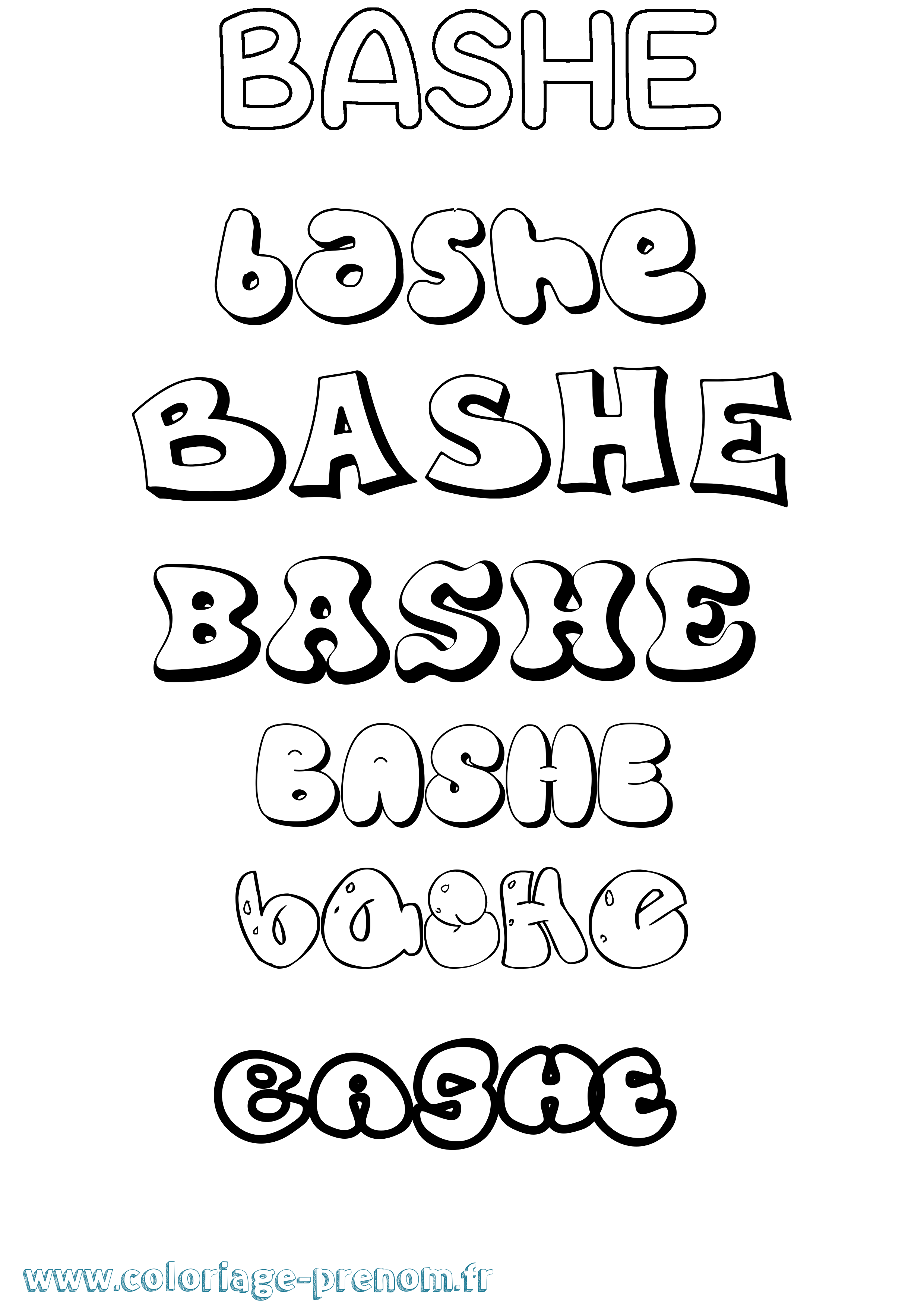 Coloriage Bashe Bubble Coloriage prénom Bashe Bubble